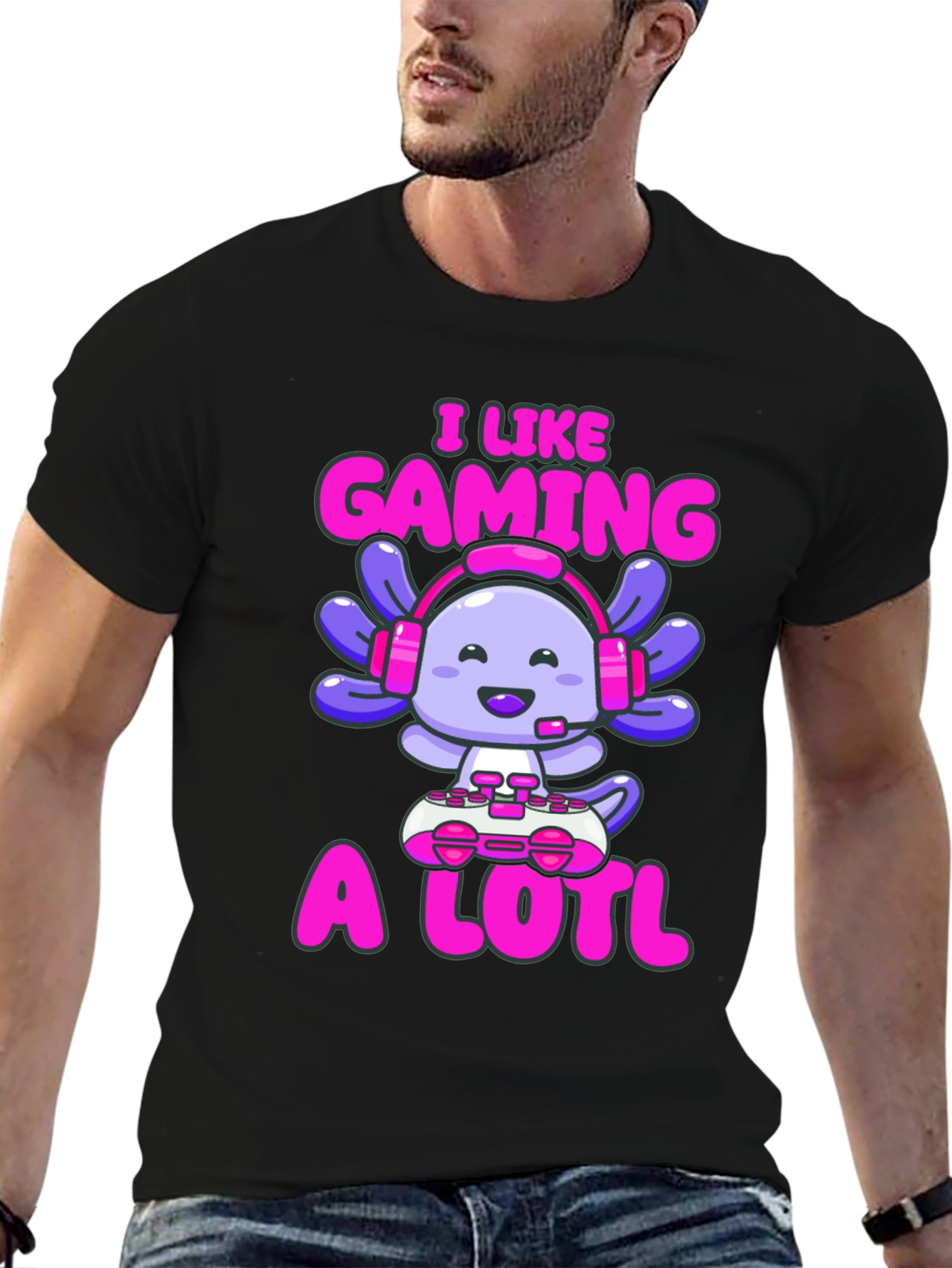 Gamer Axolotl T-Shirt - I Like Gaming A Lotl