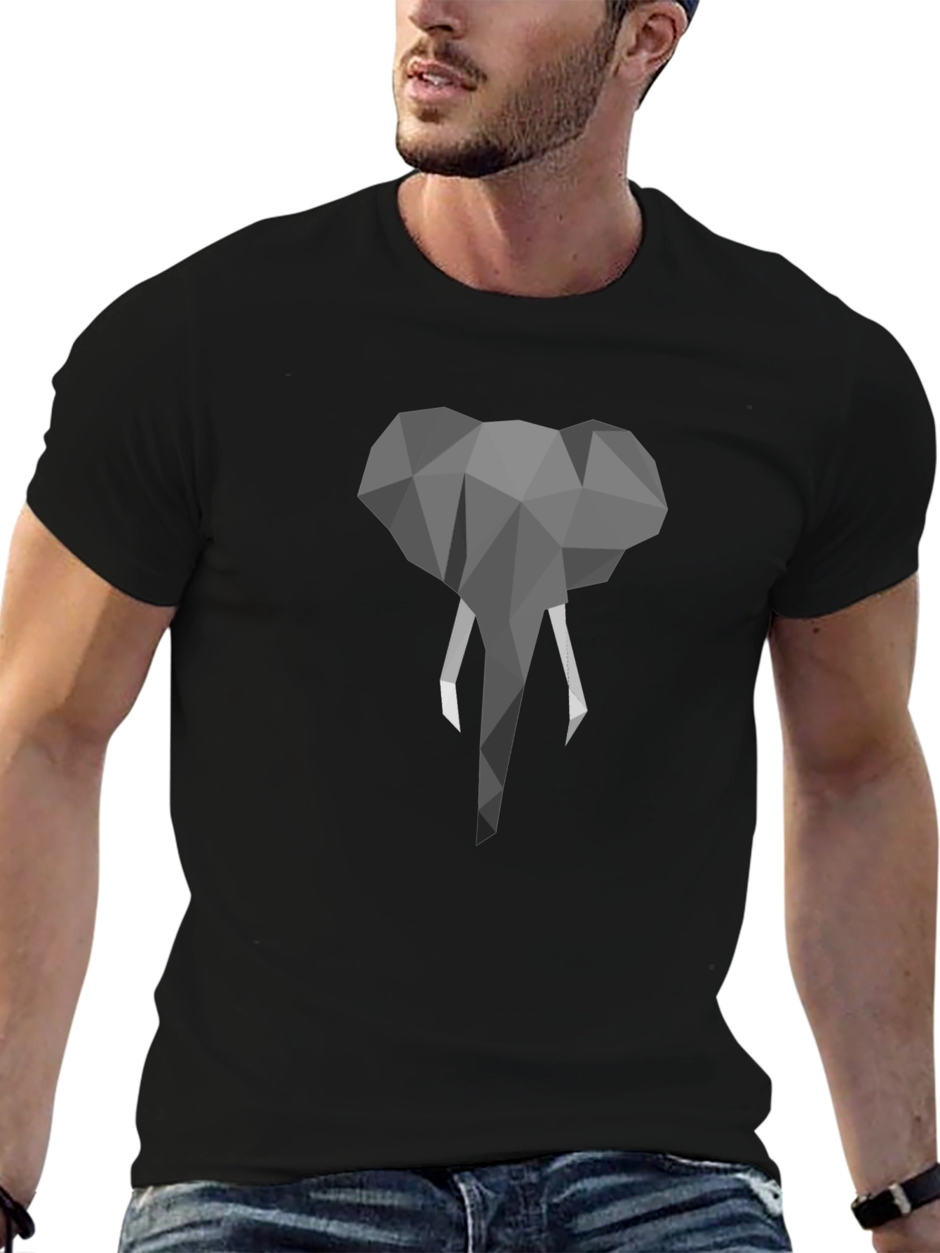 Geometric Elephant Graphic Print T-Shirt