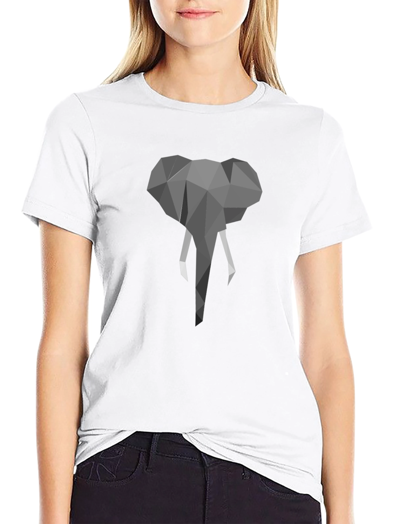 Geometric Elephant Graphic Print T-Shirt