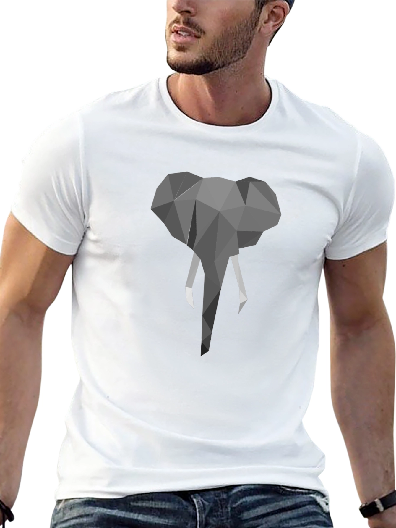 Geometric Elephant Graphic Print T-Shirt