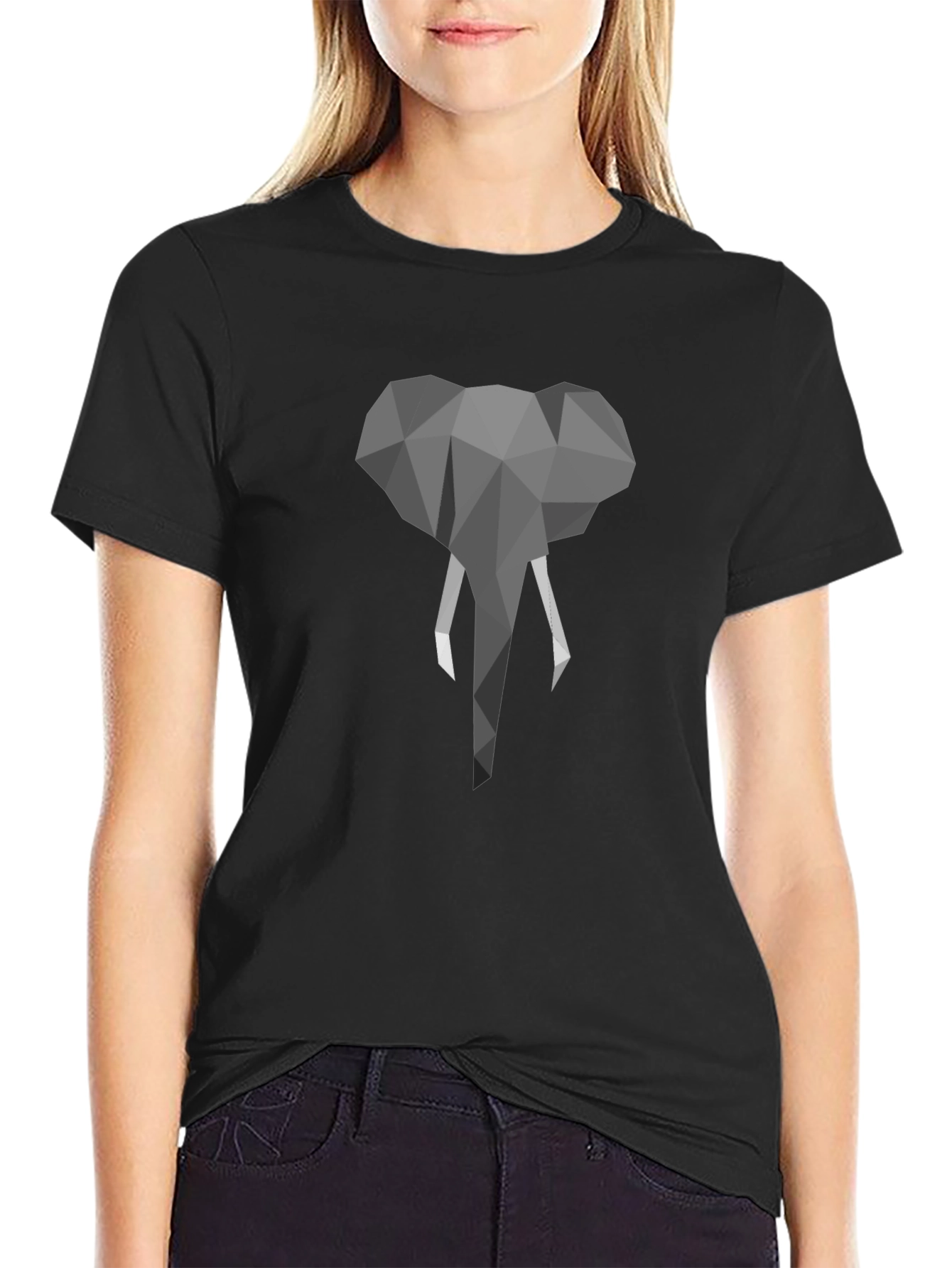 Geometric Elephant Graphic Print T-Shirt