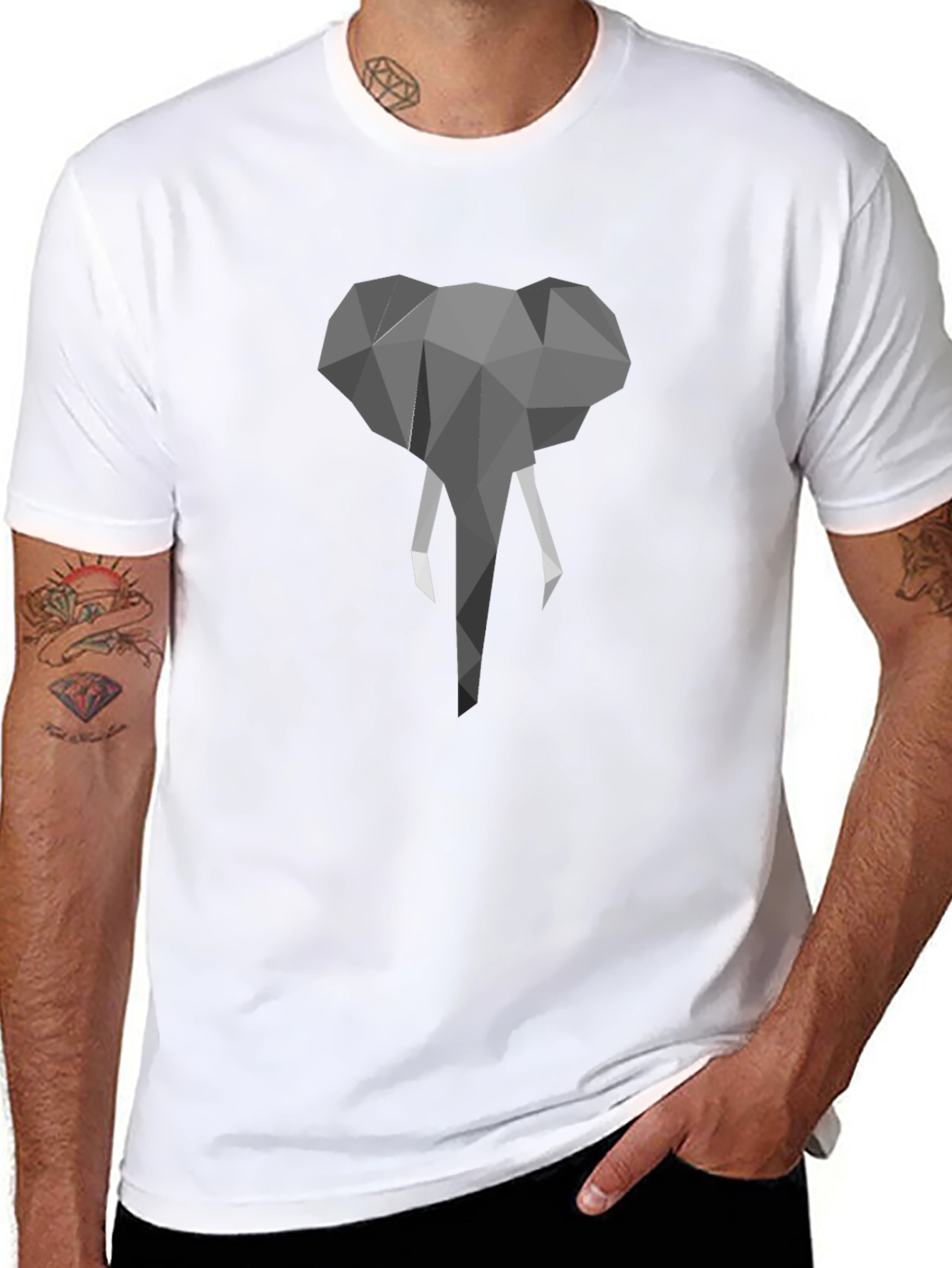 Geometric Elephant Graphic Print T-Shirt