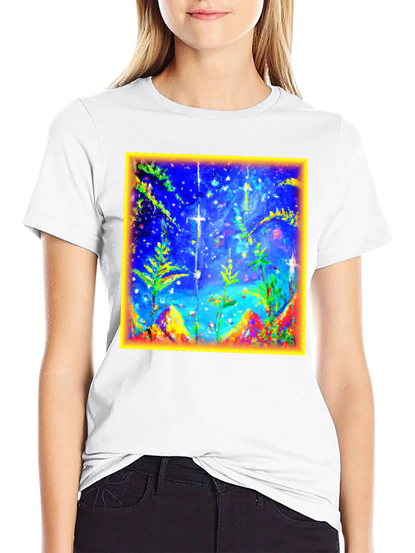 Abstract Art Graphic Tee - Mens Black Cotton T-Shirt