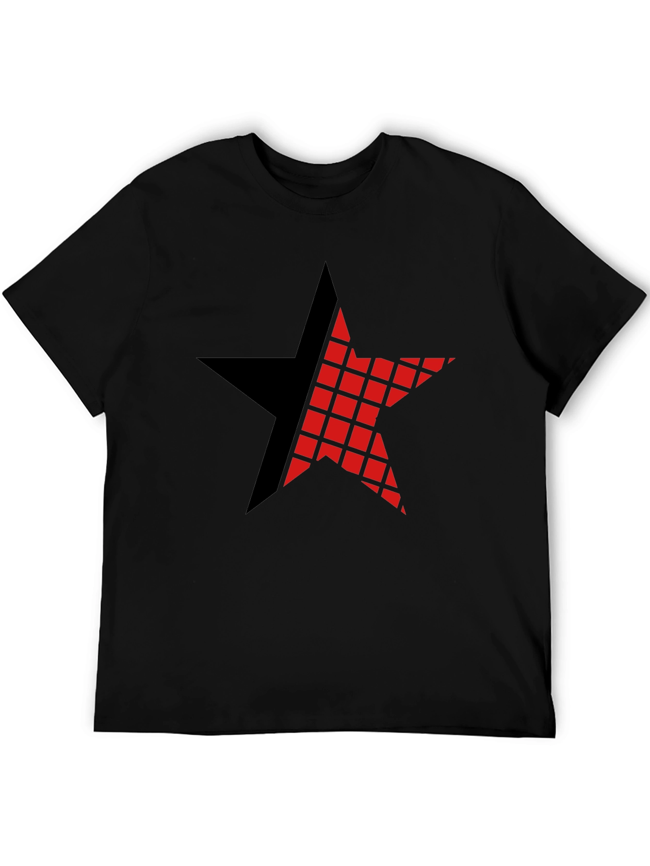 Graphic Star Tee - Black Cotton Casual