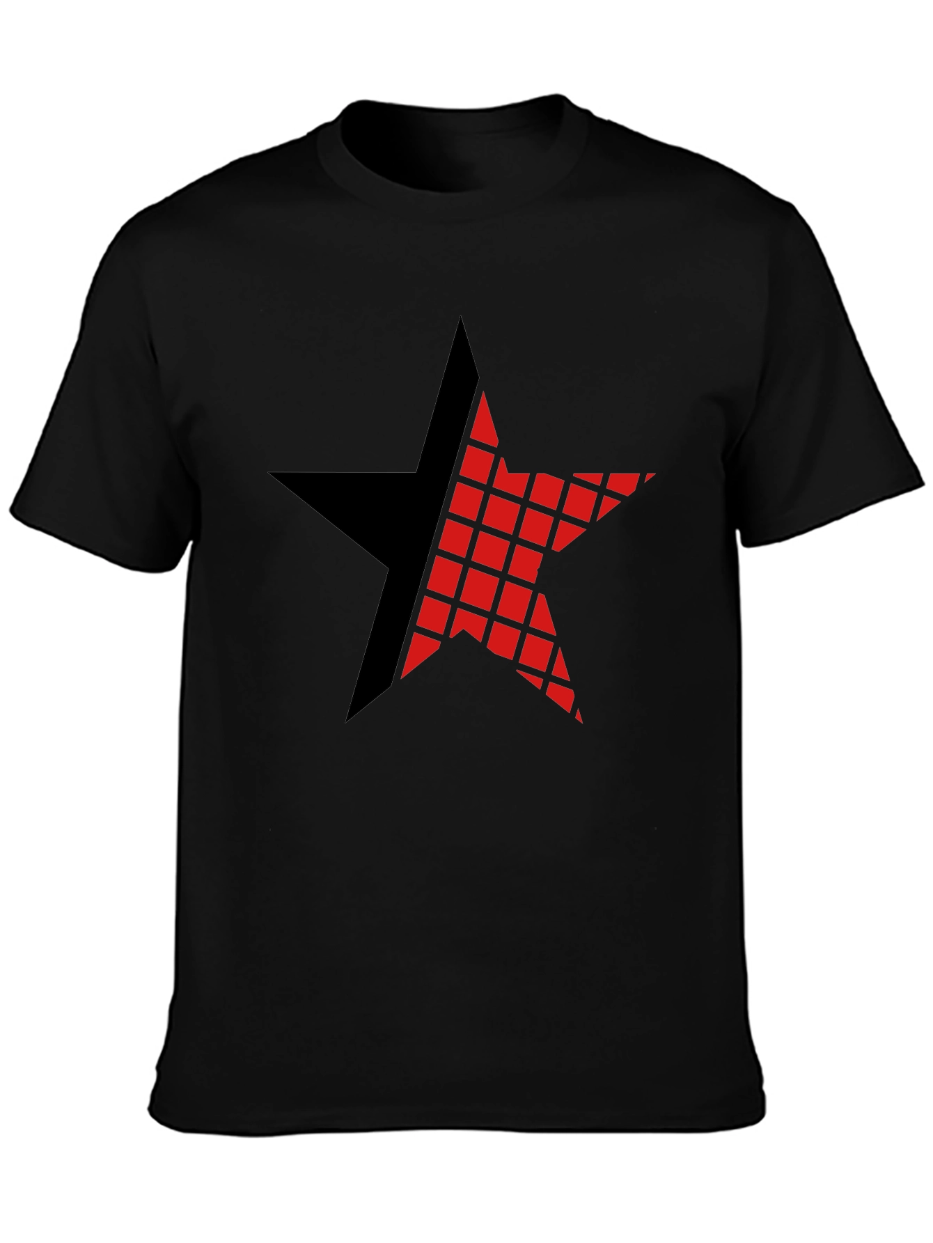 Graphic Star Tee - Black Cotton Casual