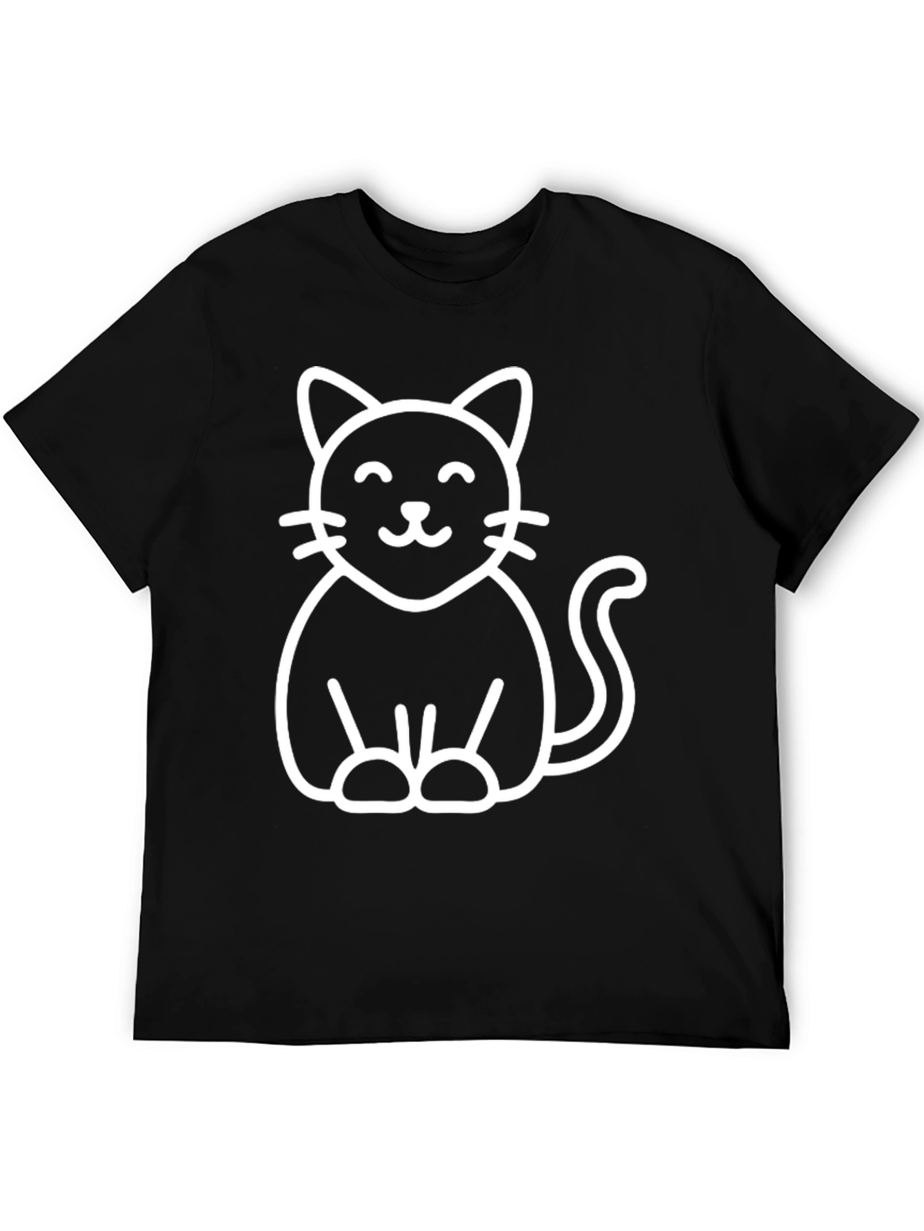 Cute Cat Graphic Tee - Black Cotton Blend