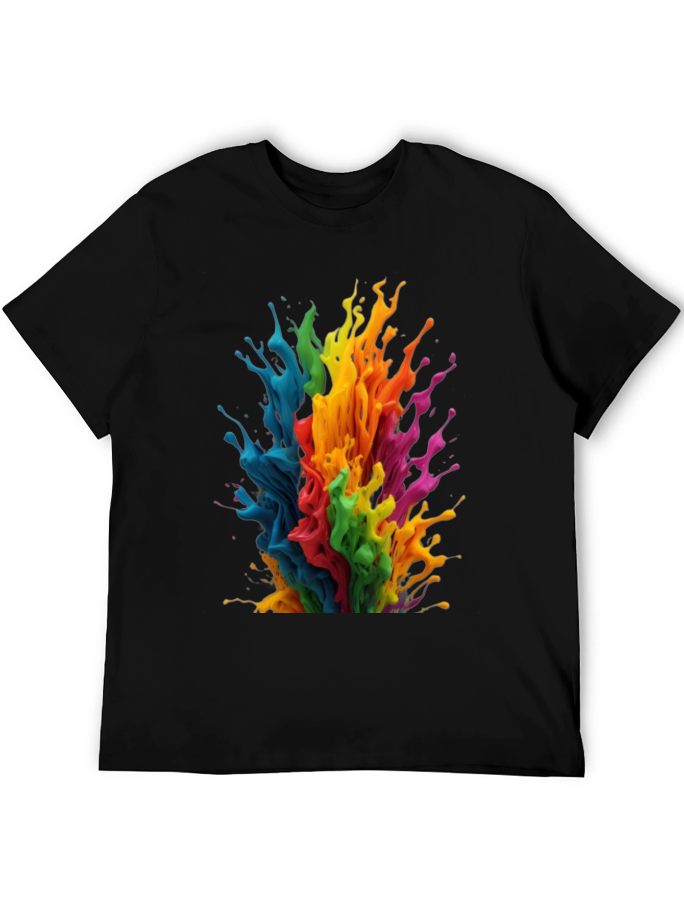Rainbow Paint Splatter Graphic T-Shirt
