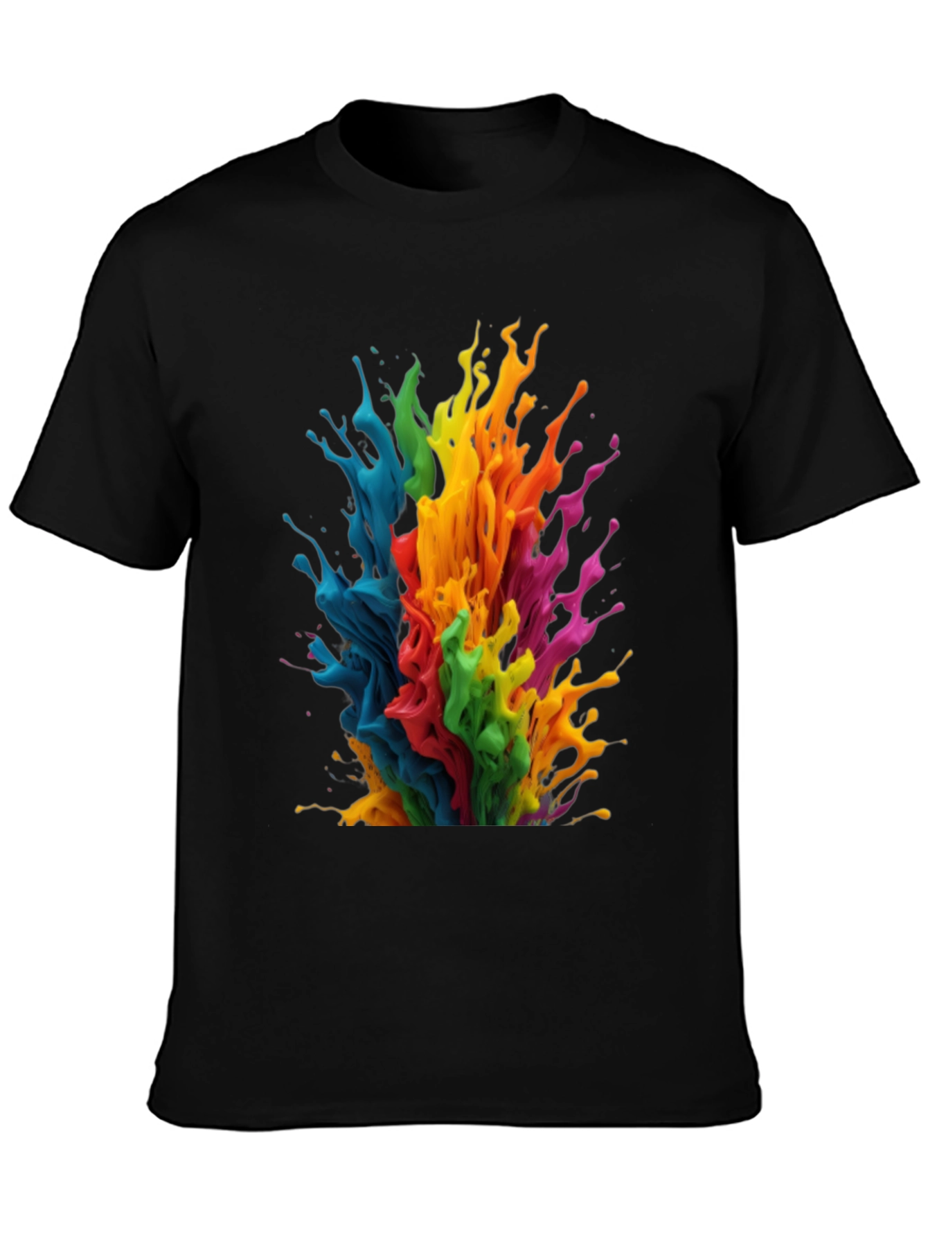 Rainbow Paint Splatter Graphic T-Shirt