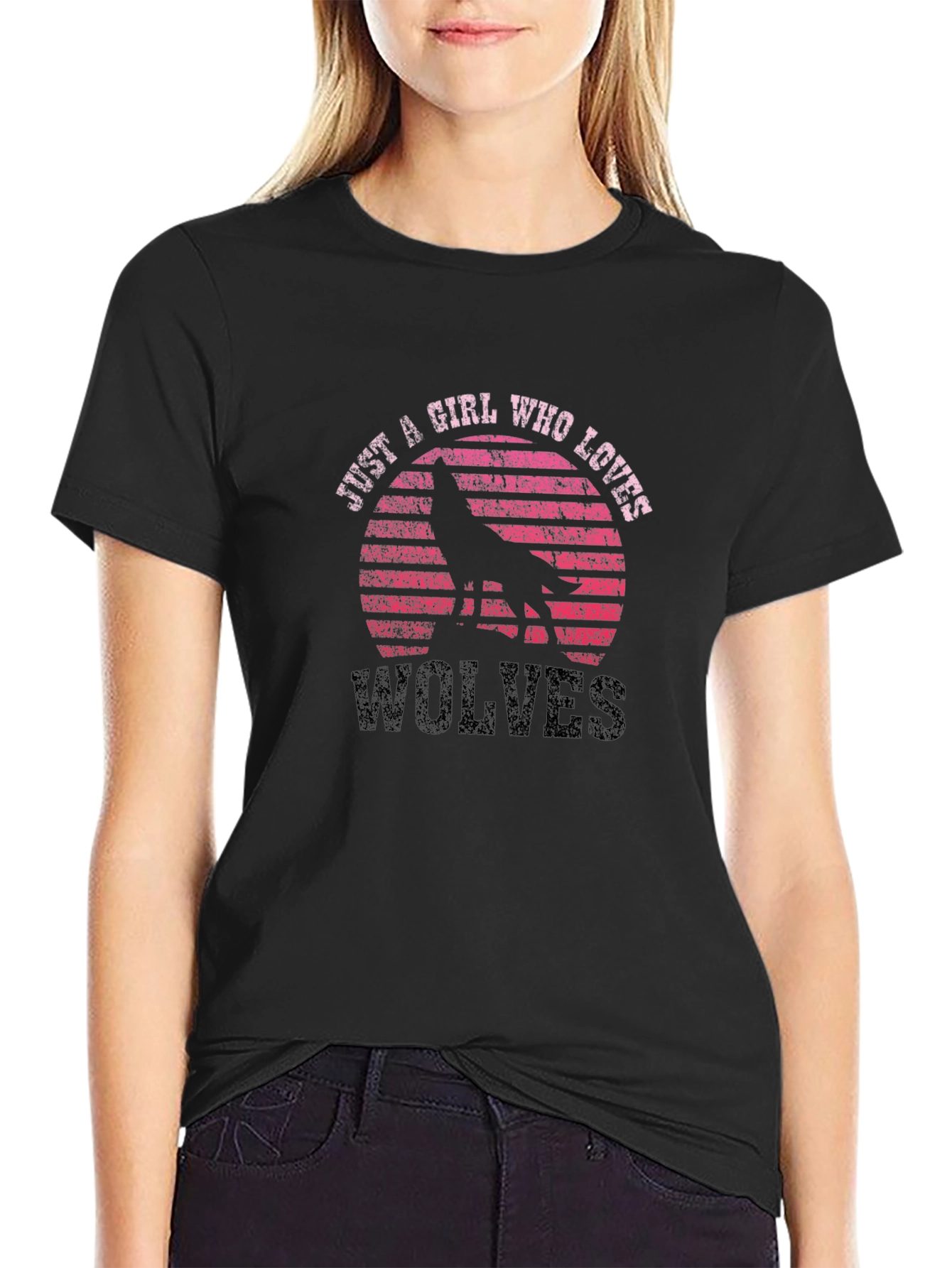 Just A Girl Who Loves Wolves Graphic T-Shirt