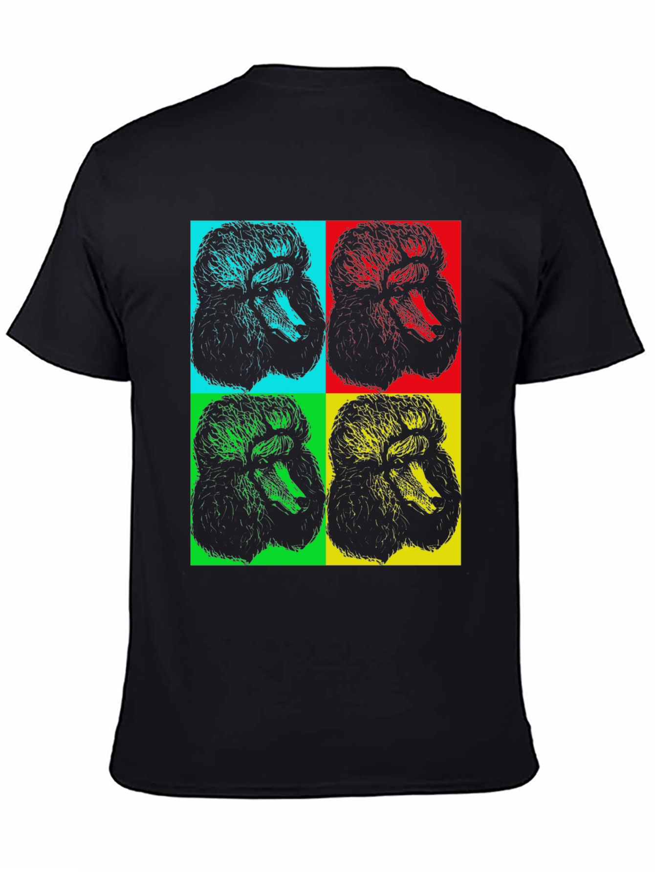 Pop Art Poodle Graphic Black T-Shirt