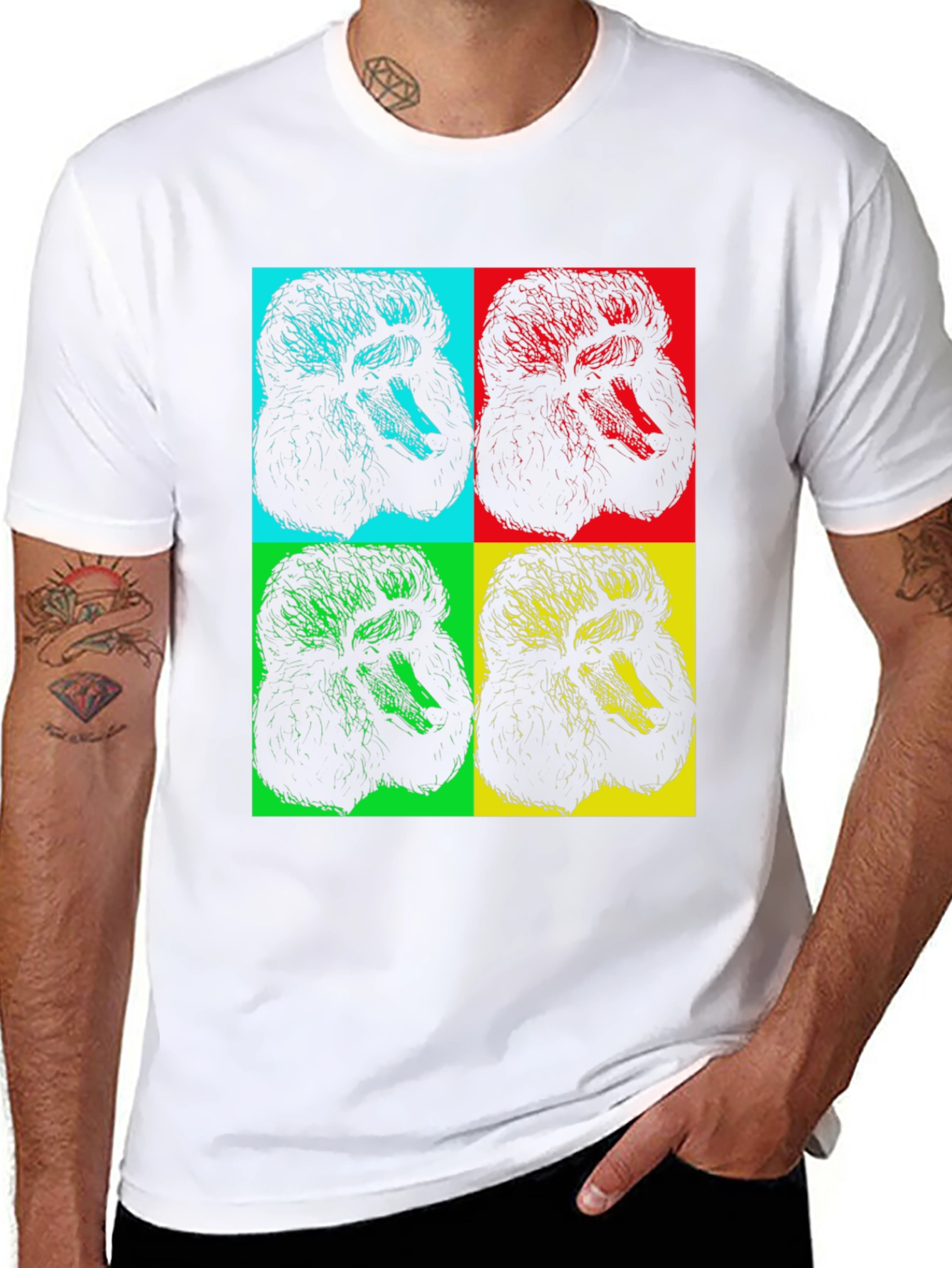 Pop Art Poodle Graphic Black T-Shirt