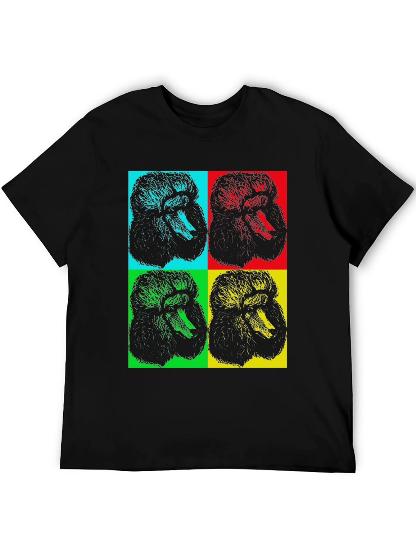 Pop Art Poodle Graphic Black T-Shirt