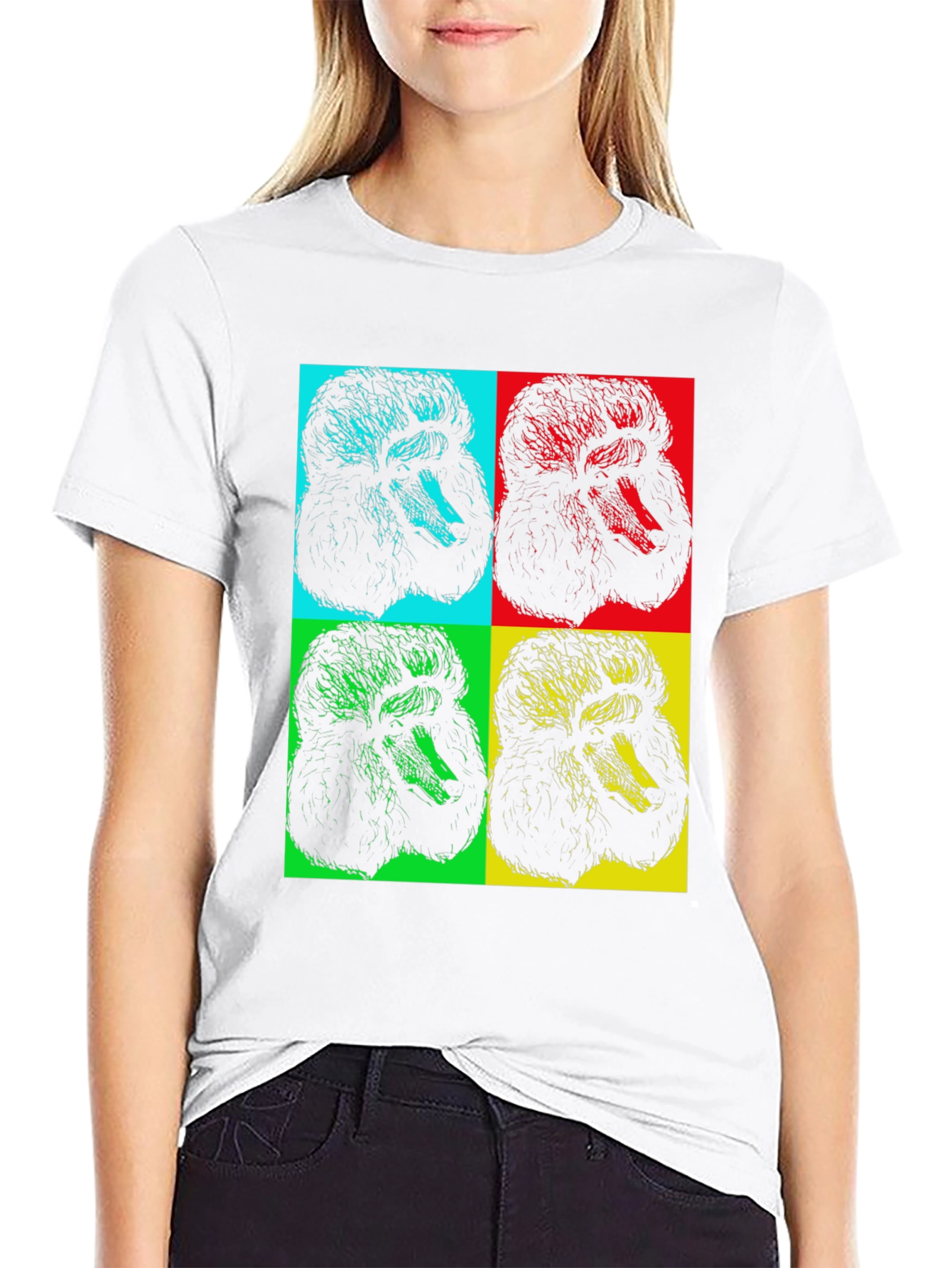 Pop Art Poodle Graphic Black T-Shirt