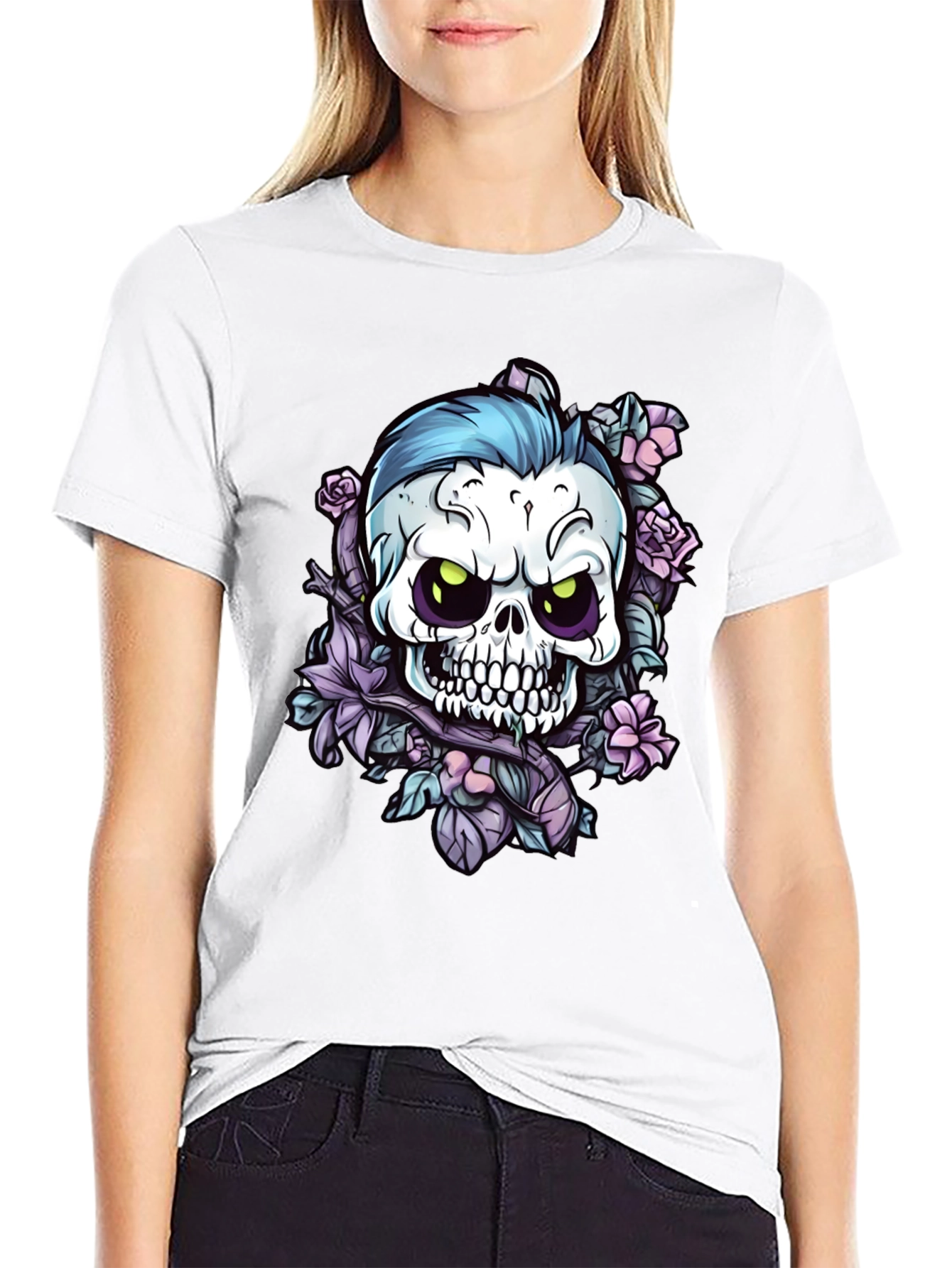Skull & Roses Graphic Tee - Edgy Style