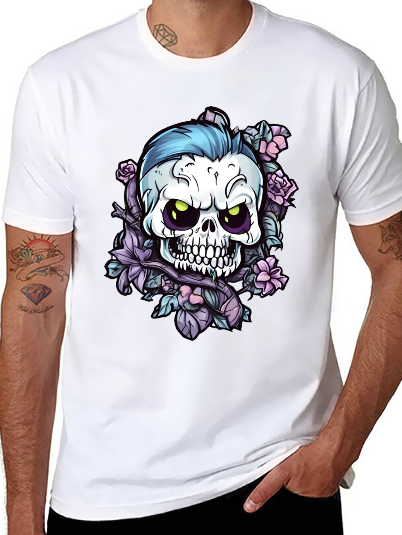 Skull & Roses Graphic Tee - Edgy Style