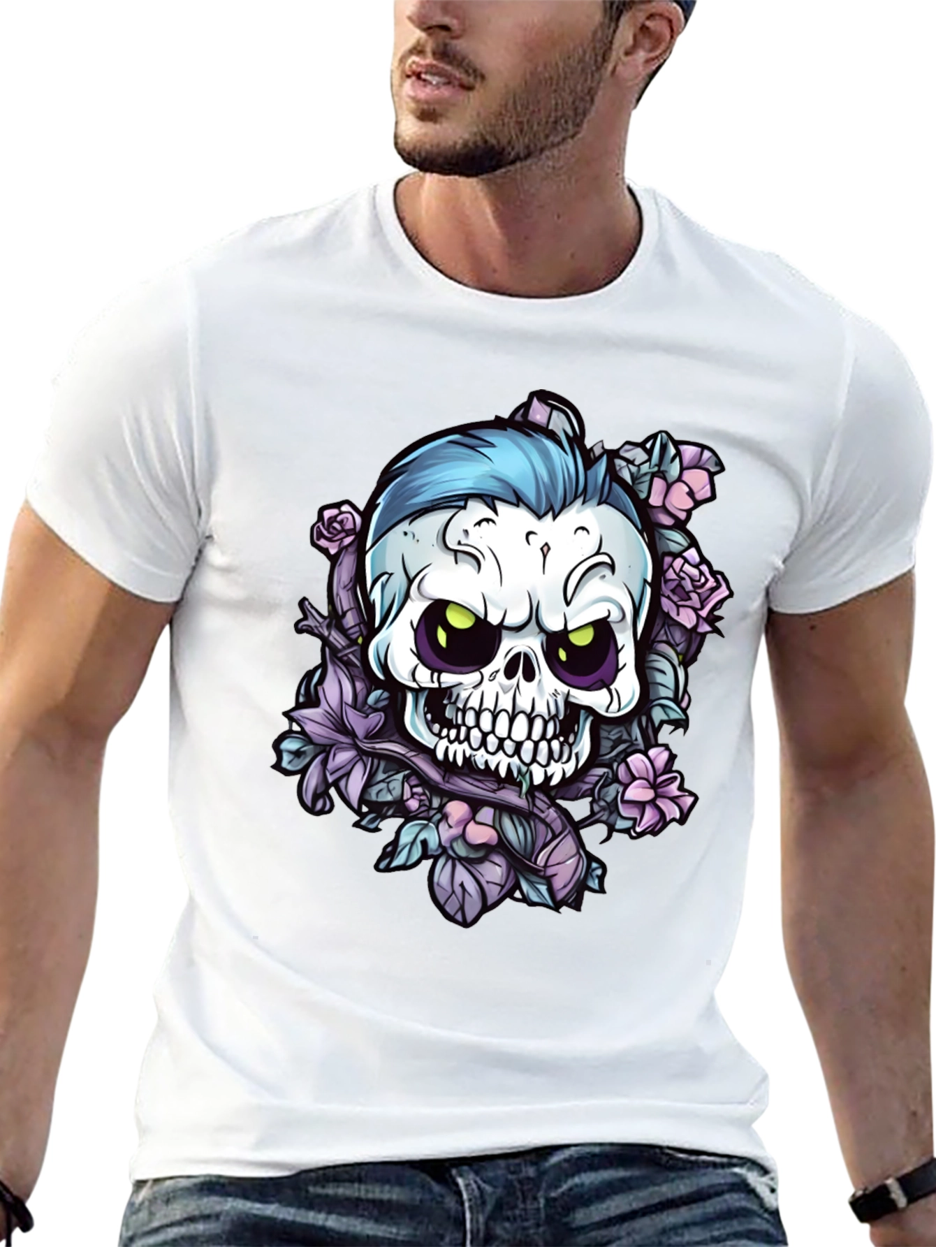 Skull & Roses Graphic Tee - Edgy Style