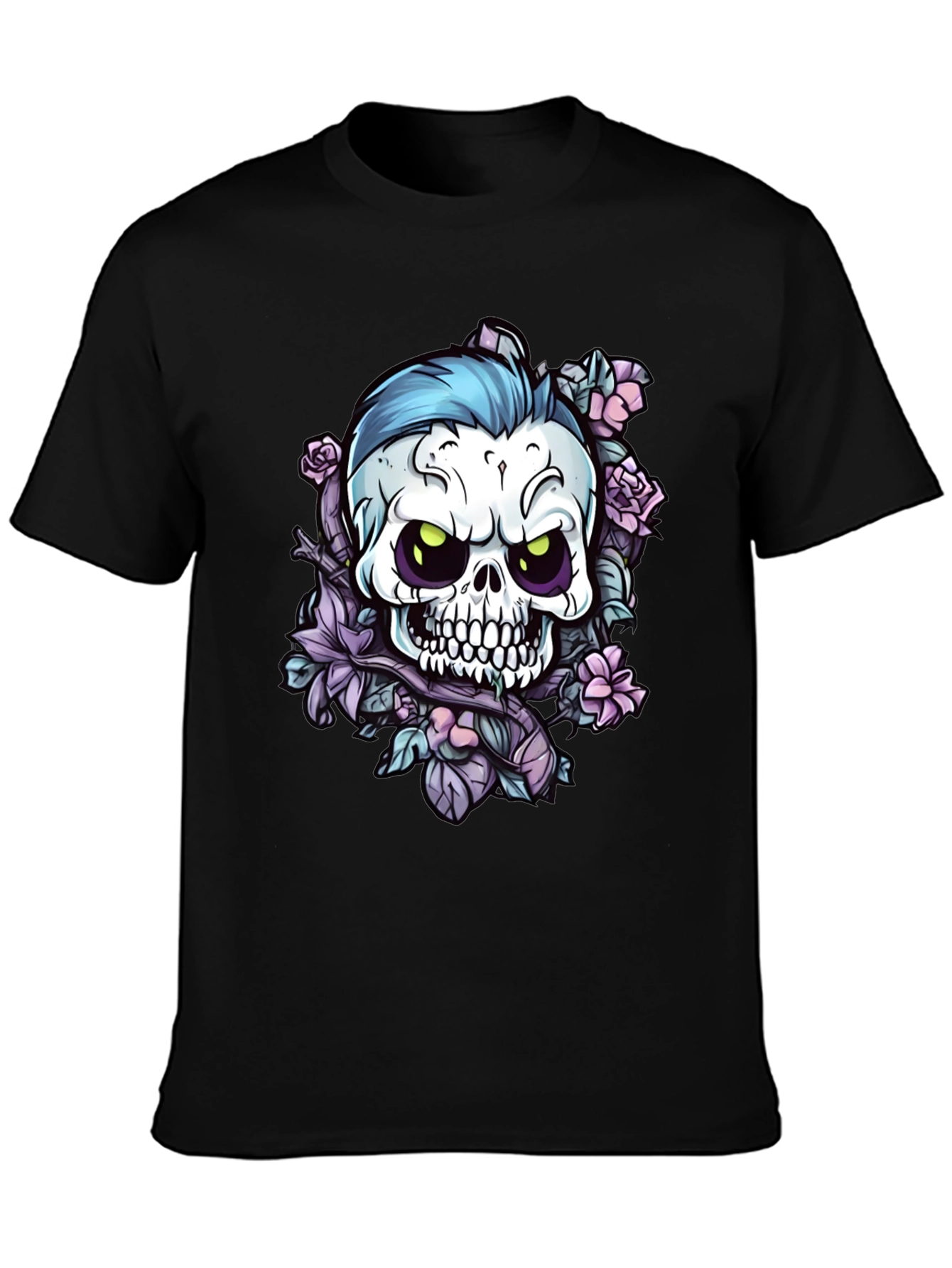 Skull & Roses Graphic Tee - Edgy Style