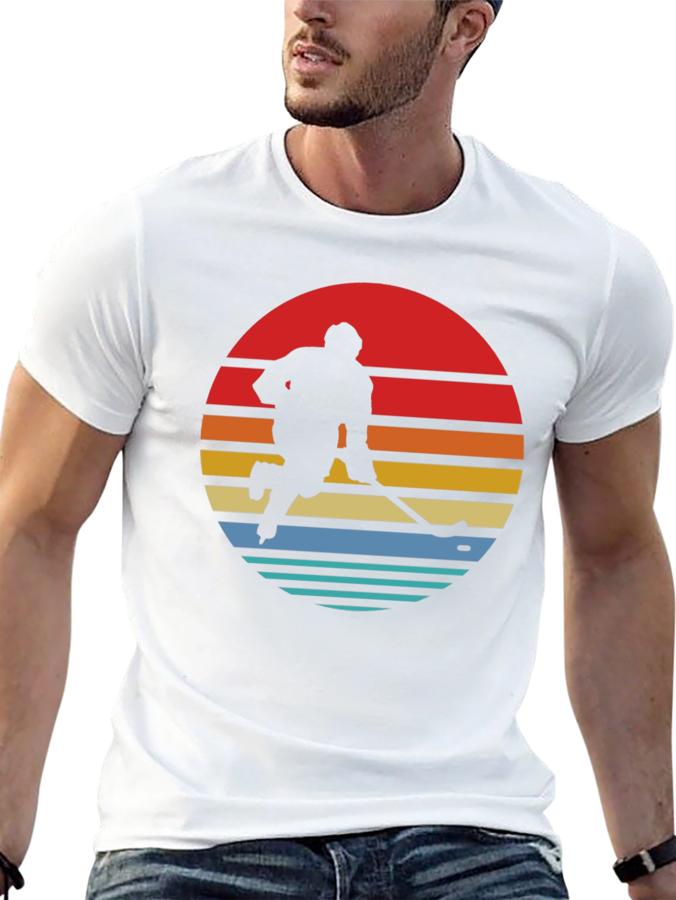 Retro Hockey Player Graphic T-Shirt