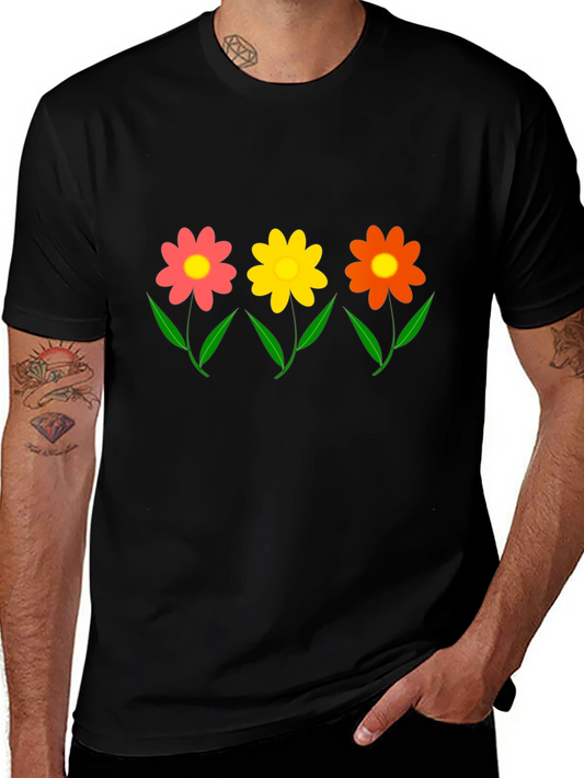 Floral T-Shirt with Colorful Daisy Design