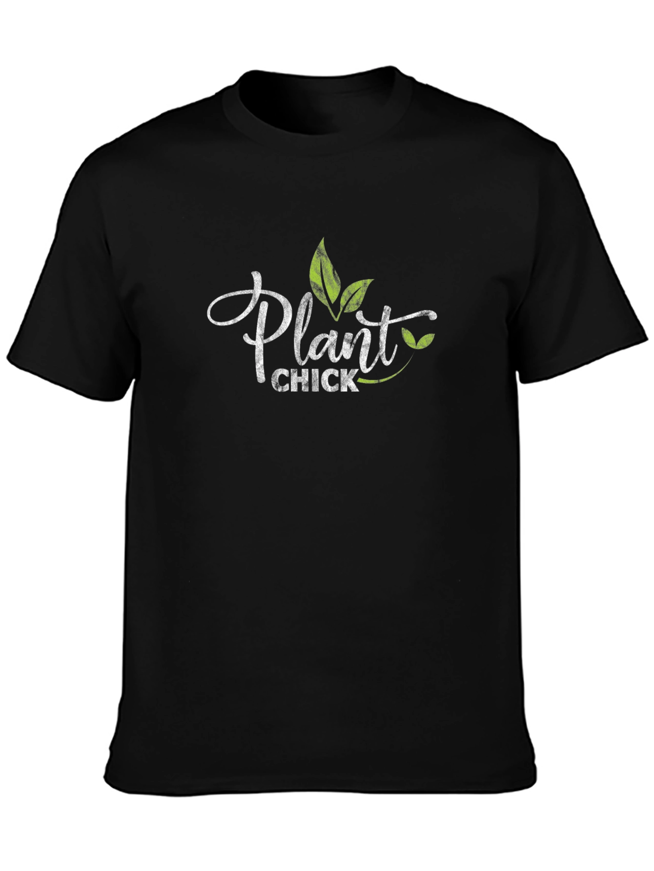 Plant Chick Graphic Tee - Black Cotton T-Shirt