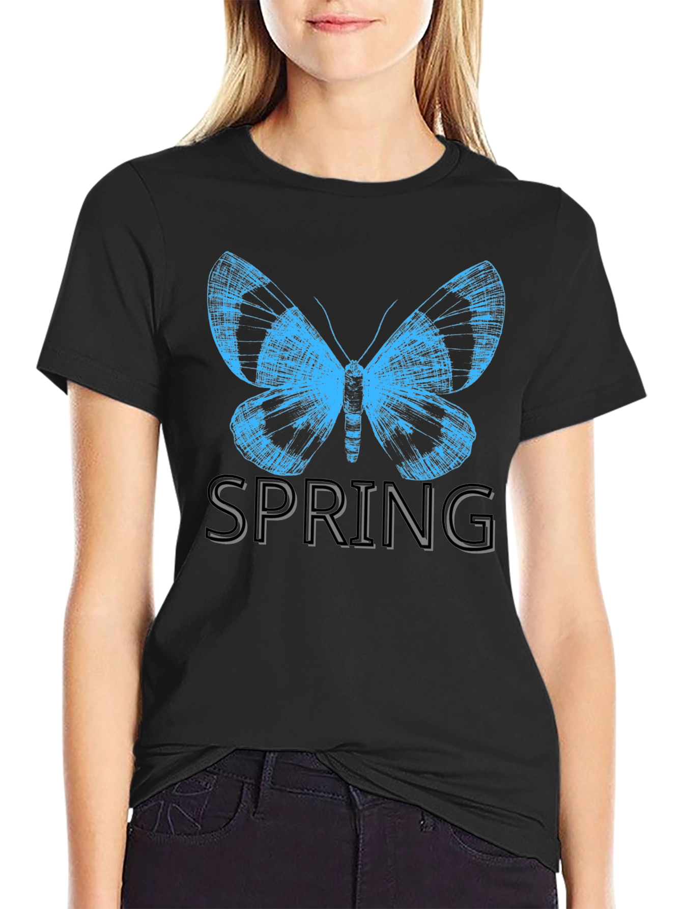 Butterfly Spring Black T-Shirt