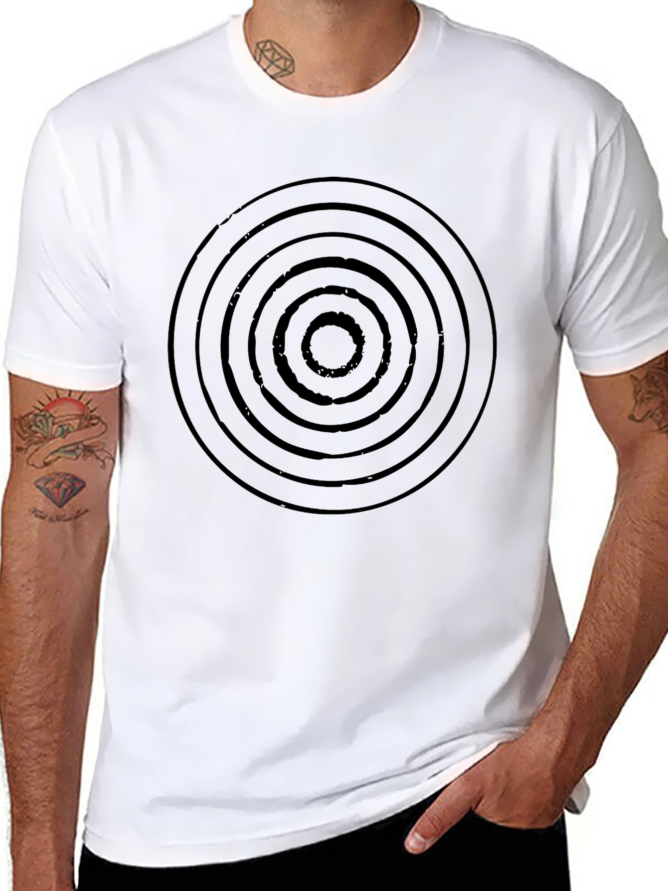 Abstract Circle Graphic Black T-Shirt