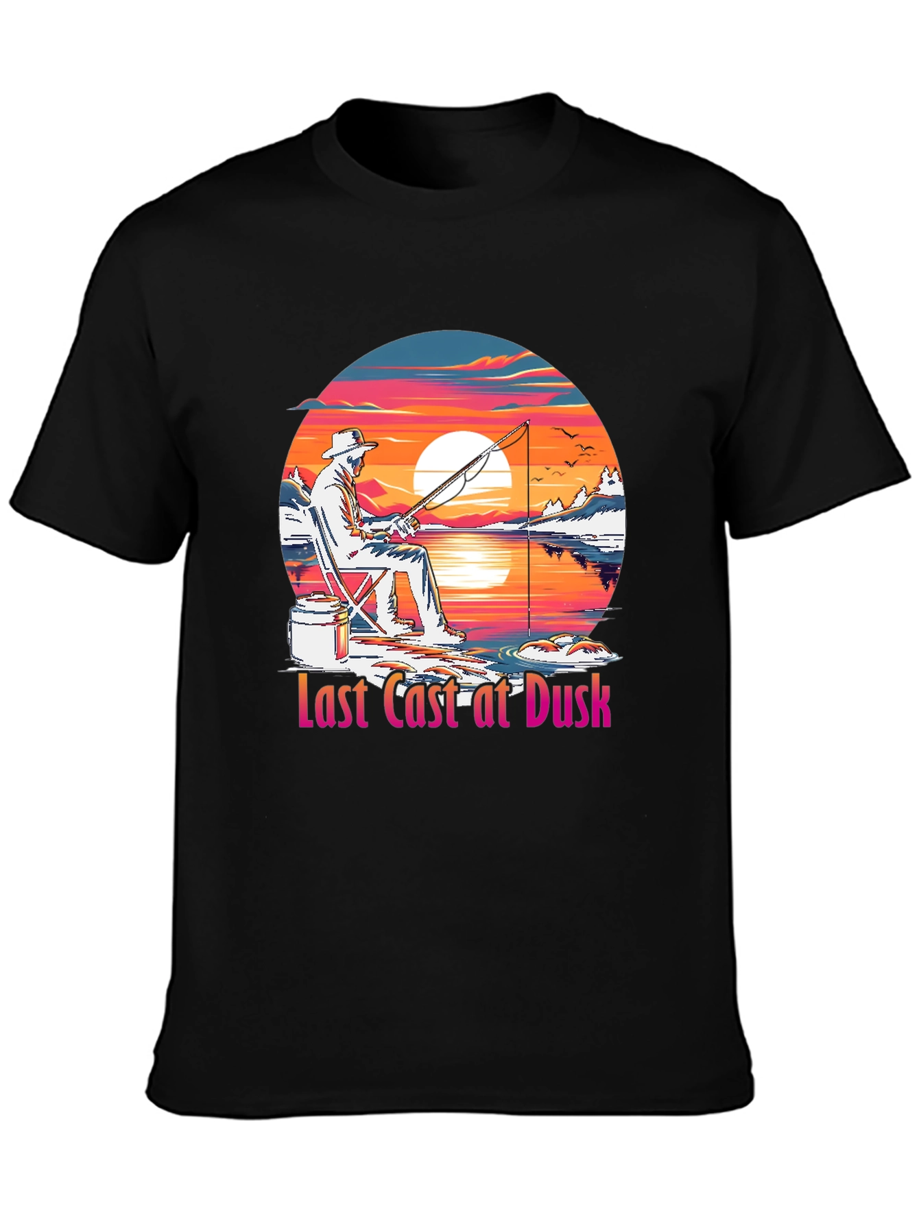 Last Cast at Dusk Fishing T-Shirt