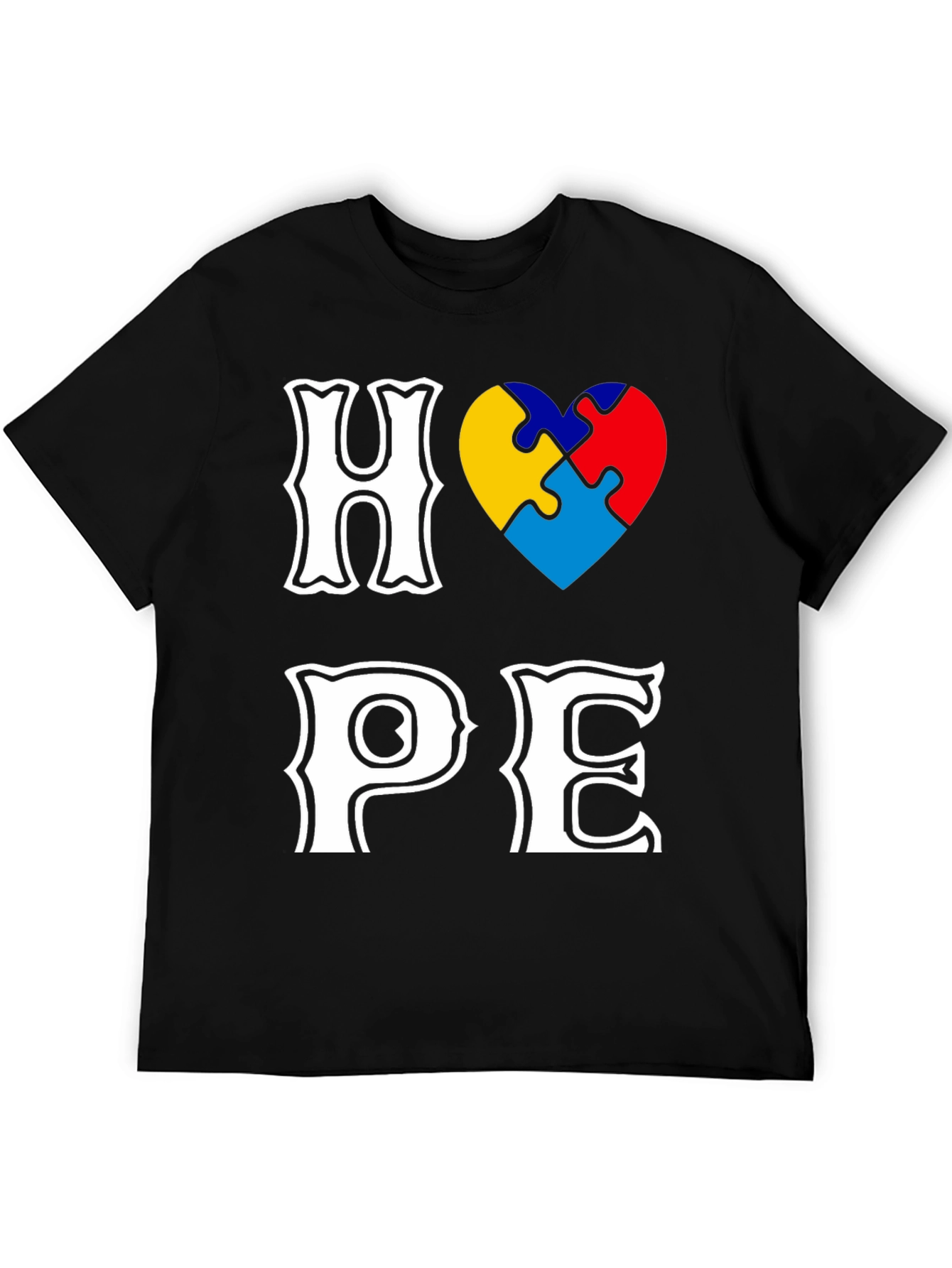 Autism Awareness Puzzle Heart HOPE Graphic T-Shirt
