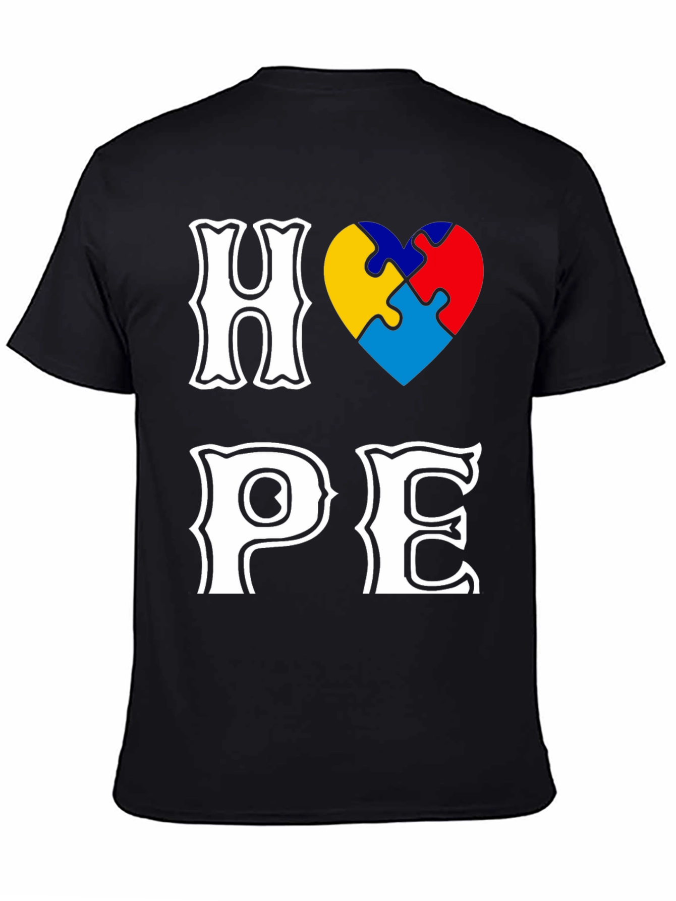 Autism Awareness Puzzle Heart HOPE Graphic T-Shirt