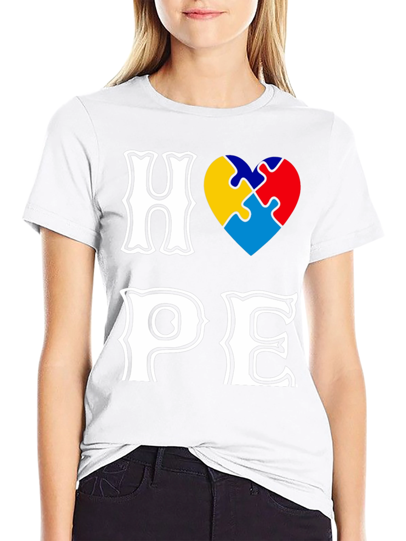 Autism Awareness Puzzle Heart HOPE Graphic T-Shirt