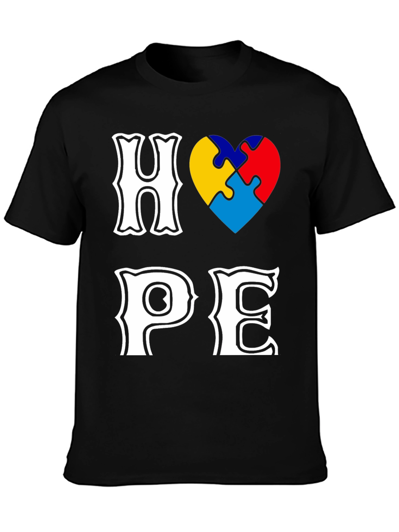 Autism Awareness Puzzle Heart HOPE Graphic T-Shirt