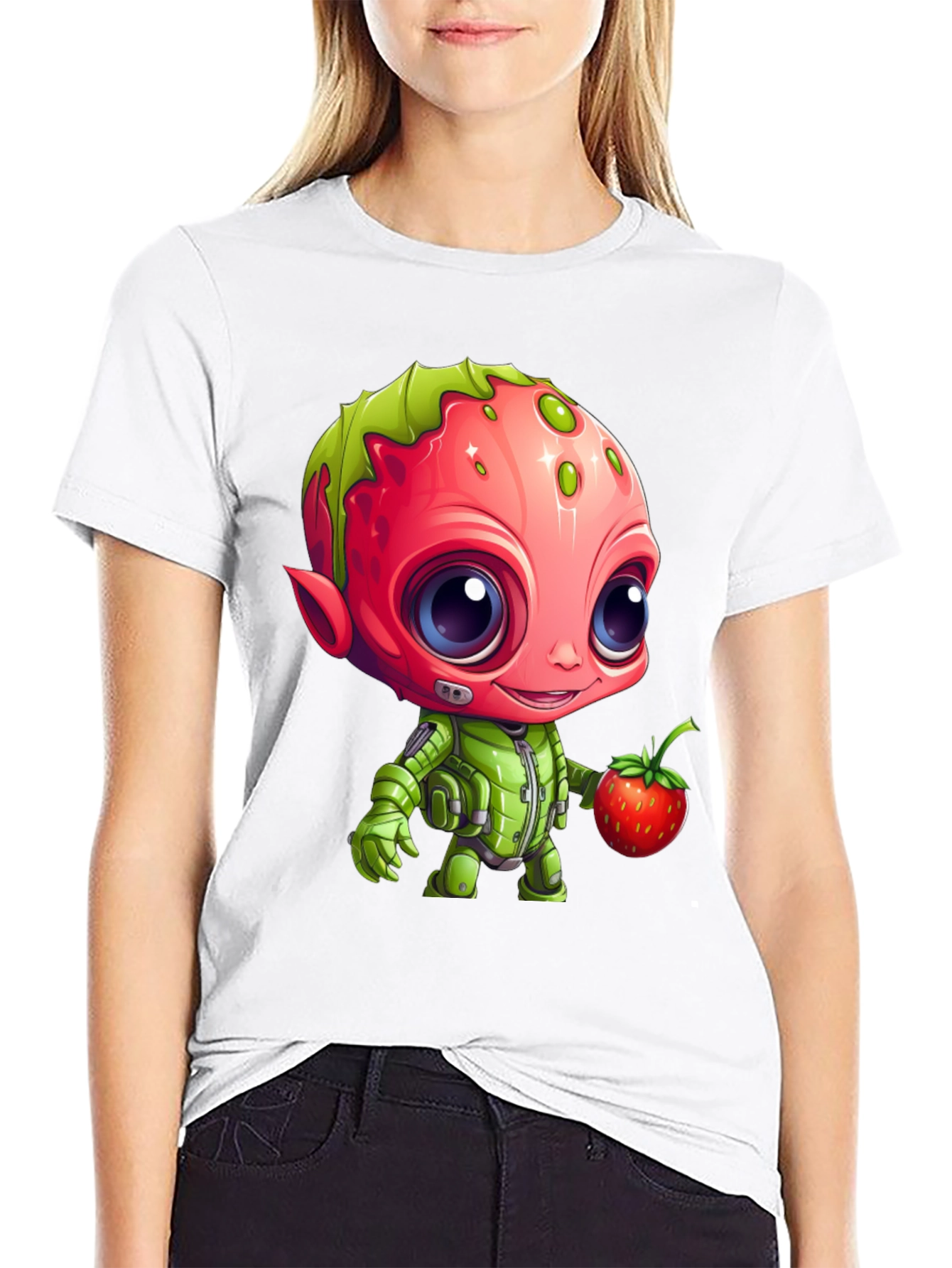 Strawberry Alien Graphic Tee - Cute & Unique