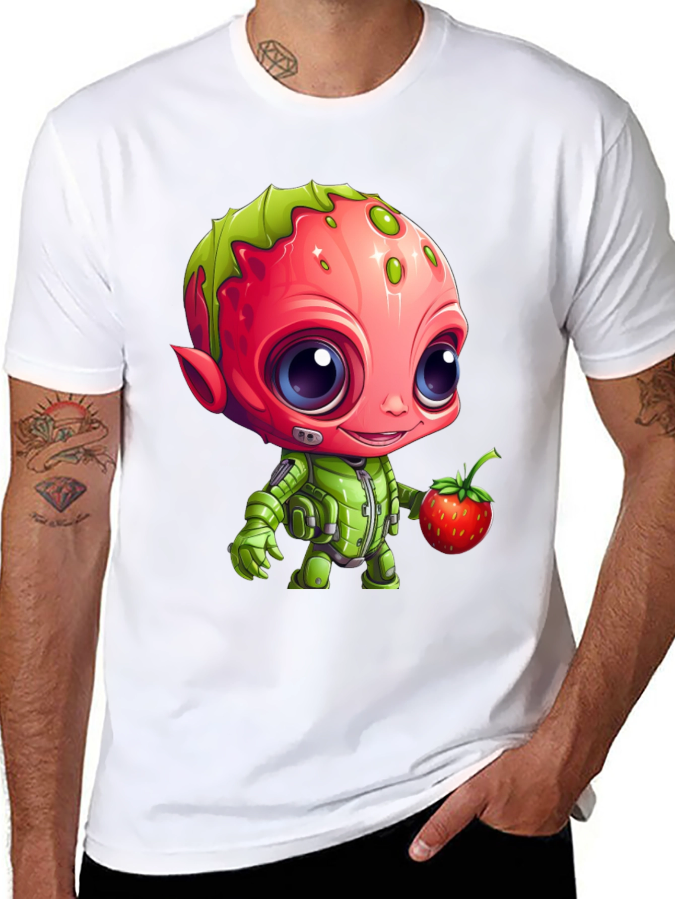Strawberry Alien Graphic Tee - Cute & Unique