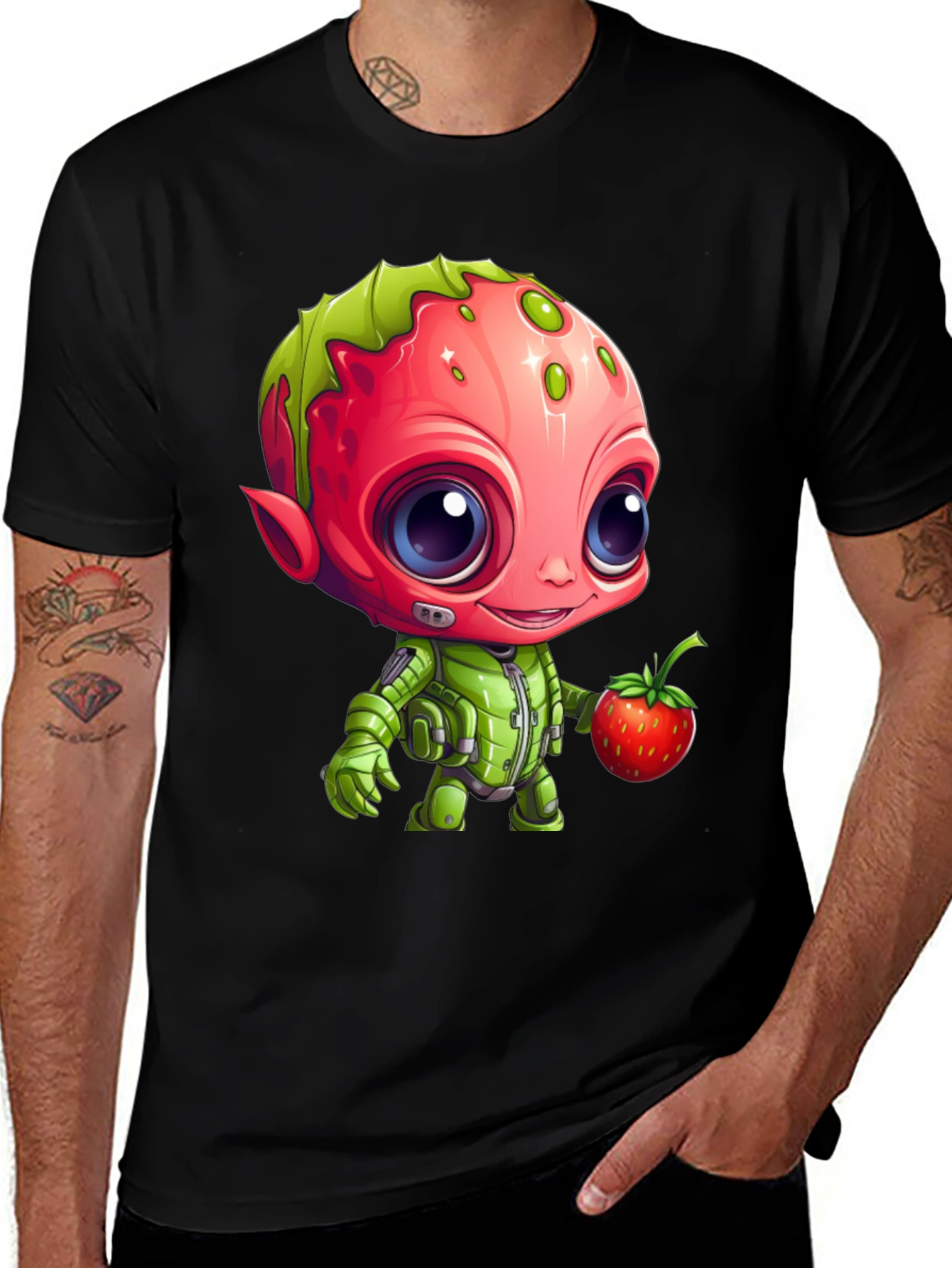 Strawberry Alien Graphic Tee - Cute & Unique