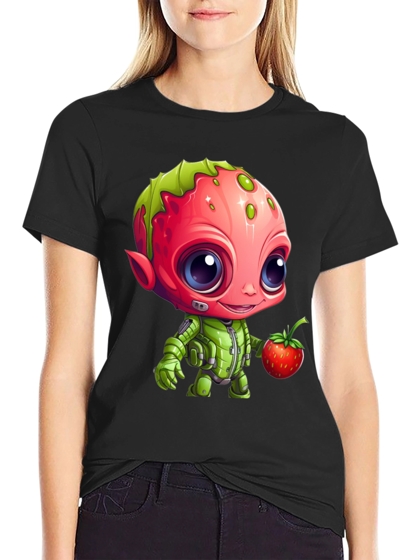 Strawberry Alien Graphic Tee - Cute & Unique