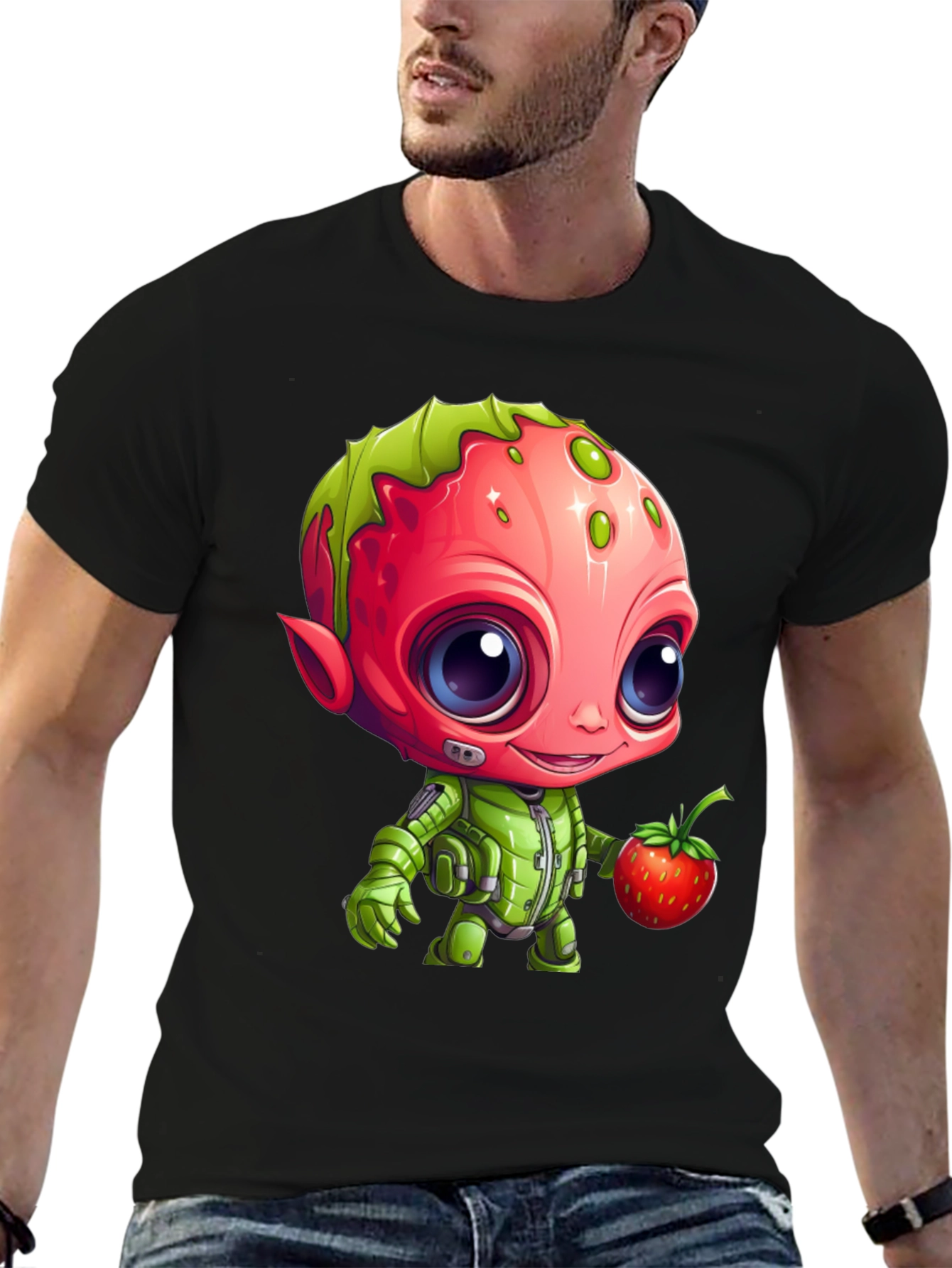 Strawberry Alien Graphic Tee - Cute & Unique