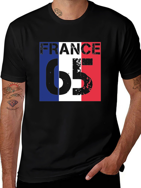 France 65 Graphic Tee - Patriotic French Flag T-Shirt