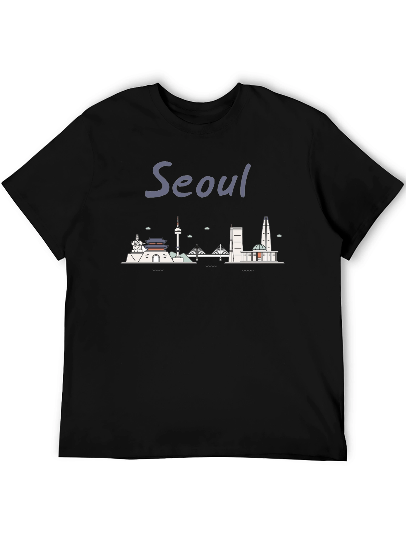 Seoul Skyline Black T-Shirt - Cityscape Tee