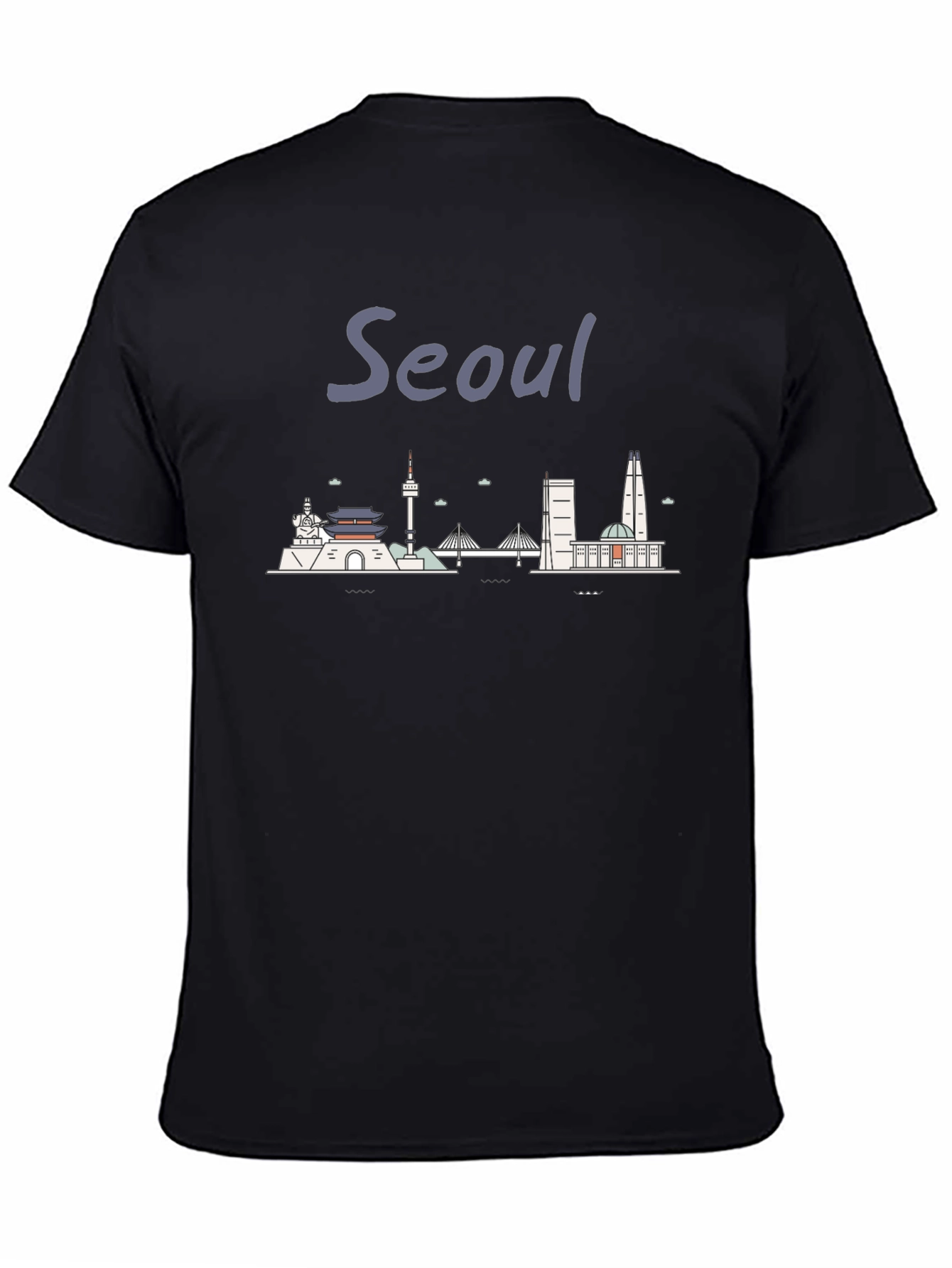 Seoul Skyline Black T-Shirt - Cityscape Tee