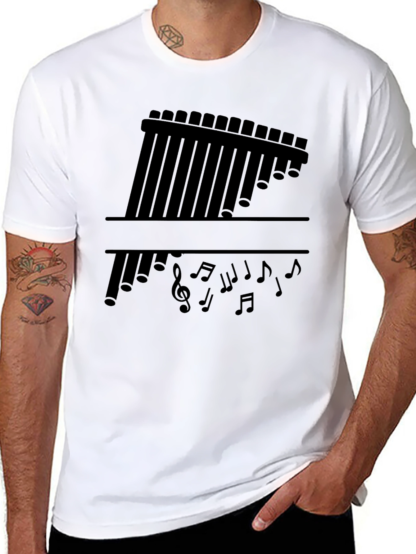 Musical Panpipes T-Shirt - Black Graphic Tee