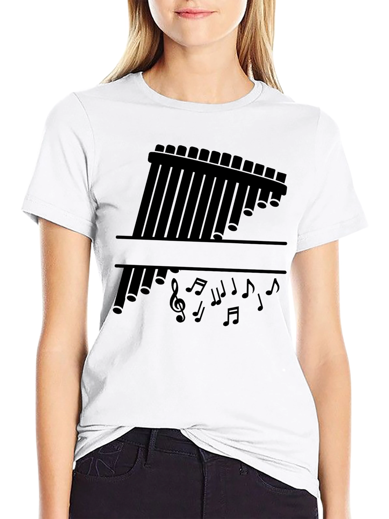 Musical Panpipes T-Shirt - Black Graphic Tee