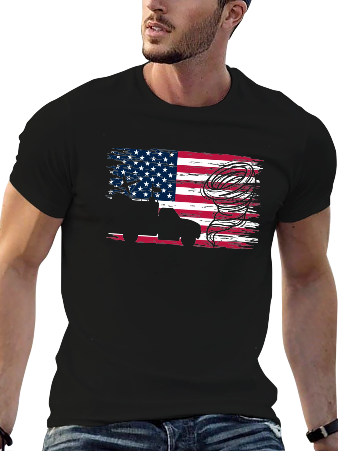 American Flag Truck & Tornado T-Shirt