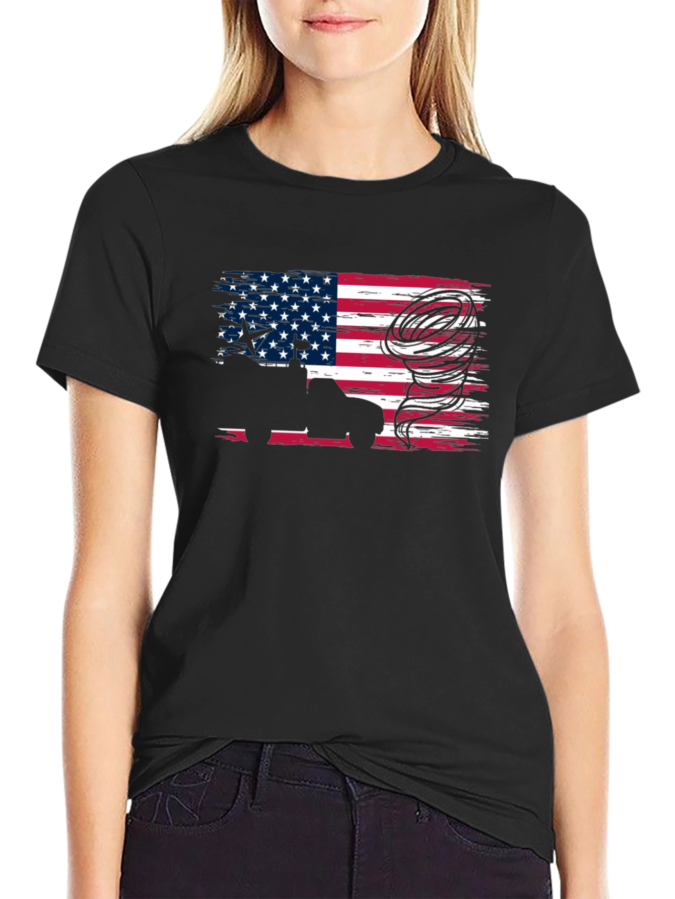 American Flag Truck & Tornado T-Shirt