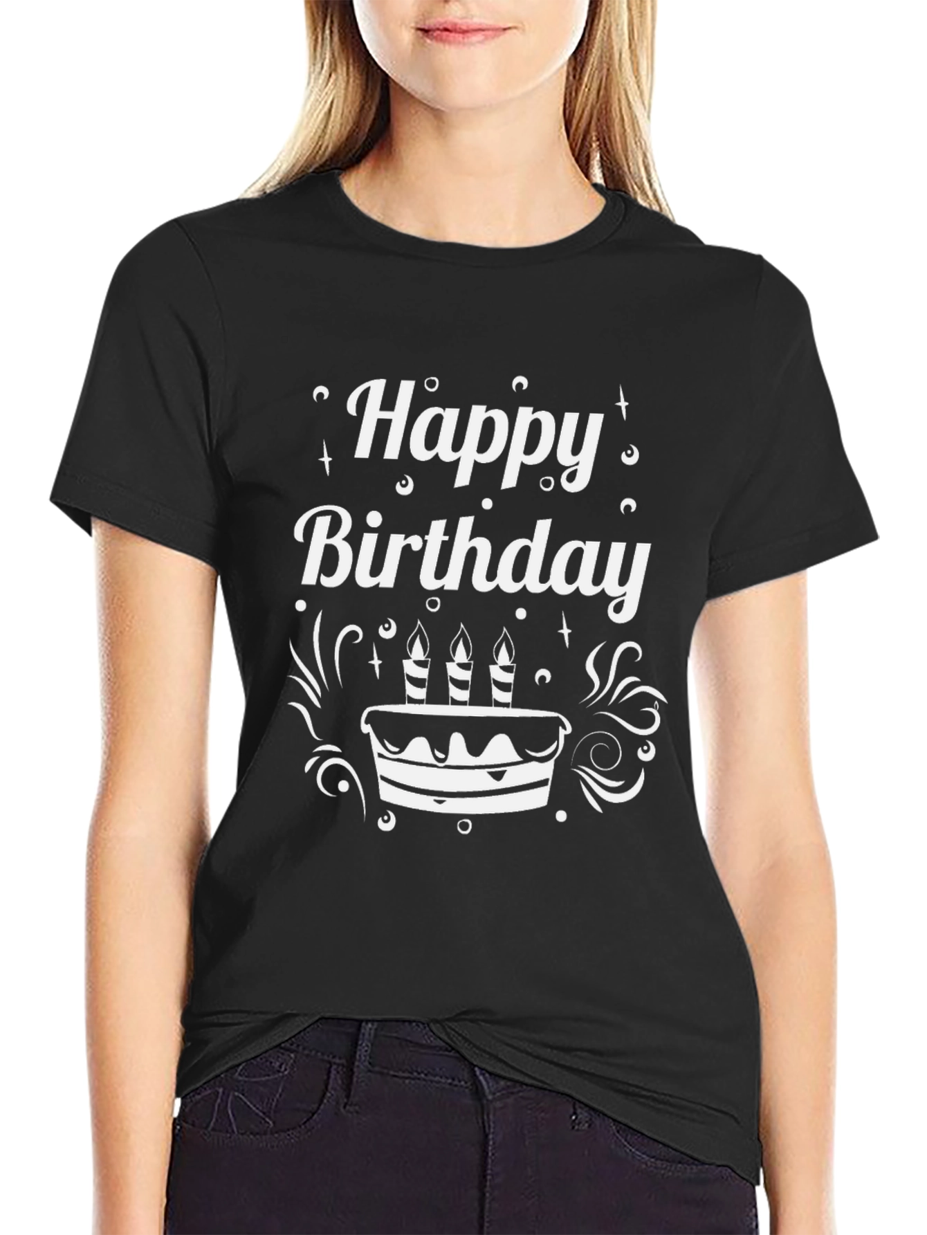 Happy Birthday Black T-Shirt Cake Candles