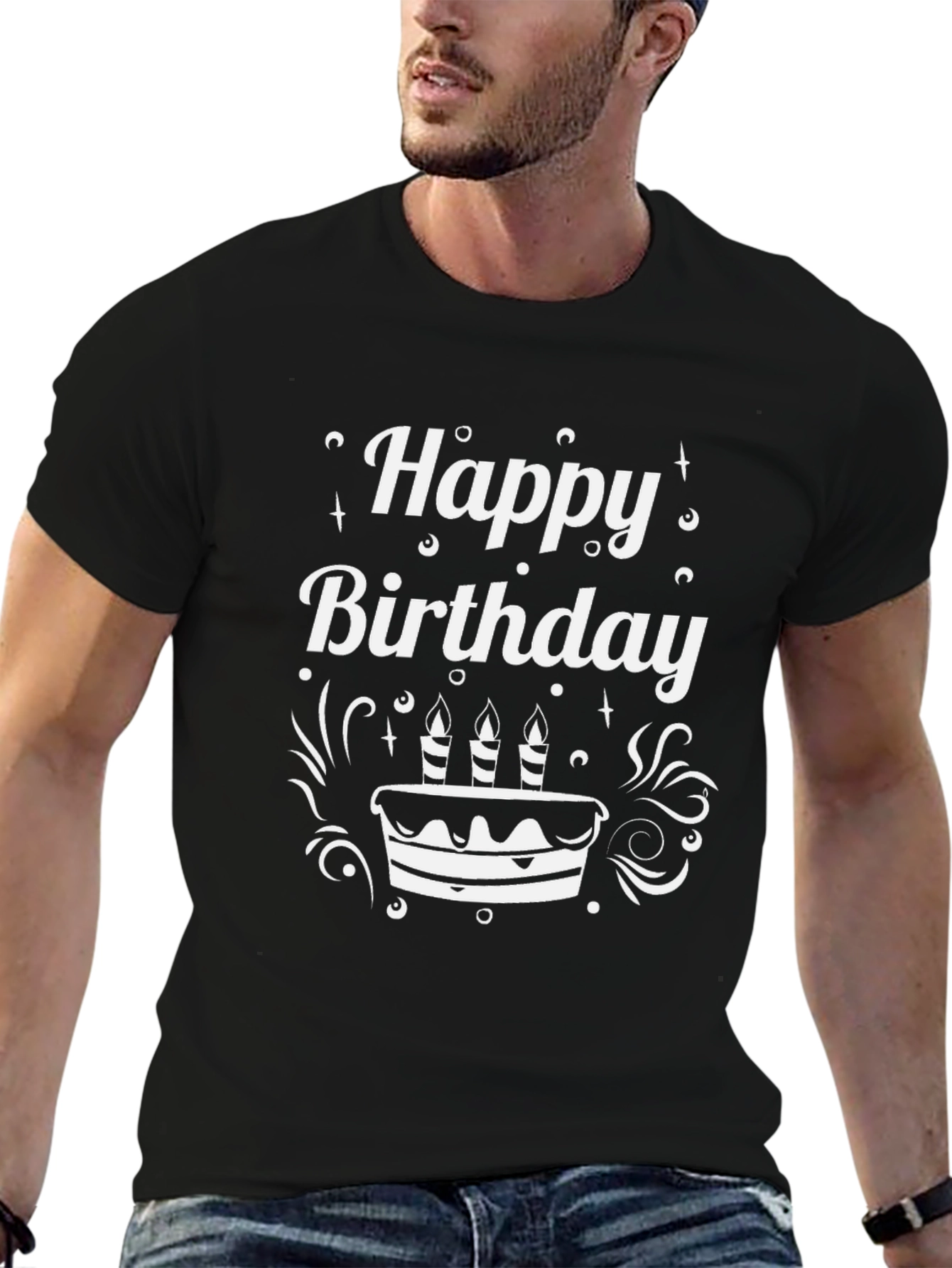 Happy Birthday Black T-Shirt Cake Candles