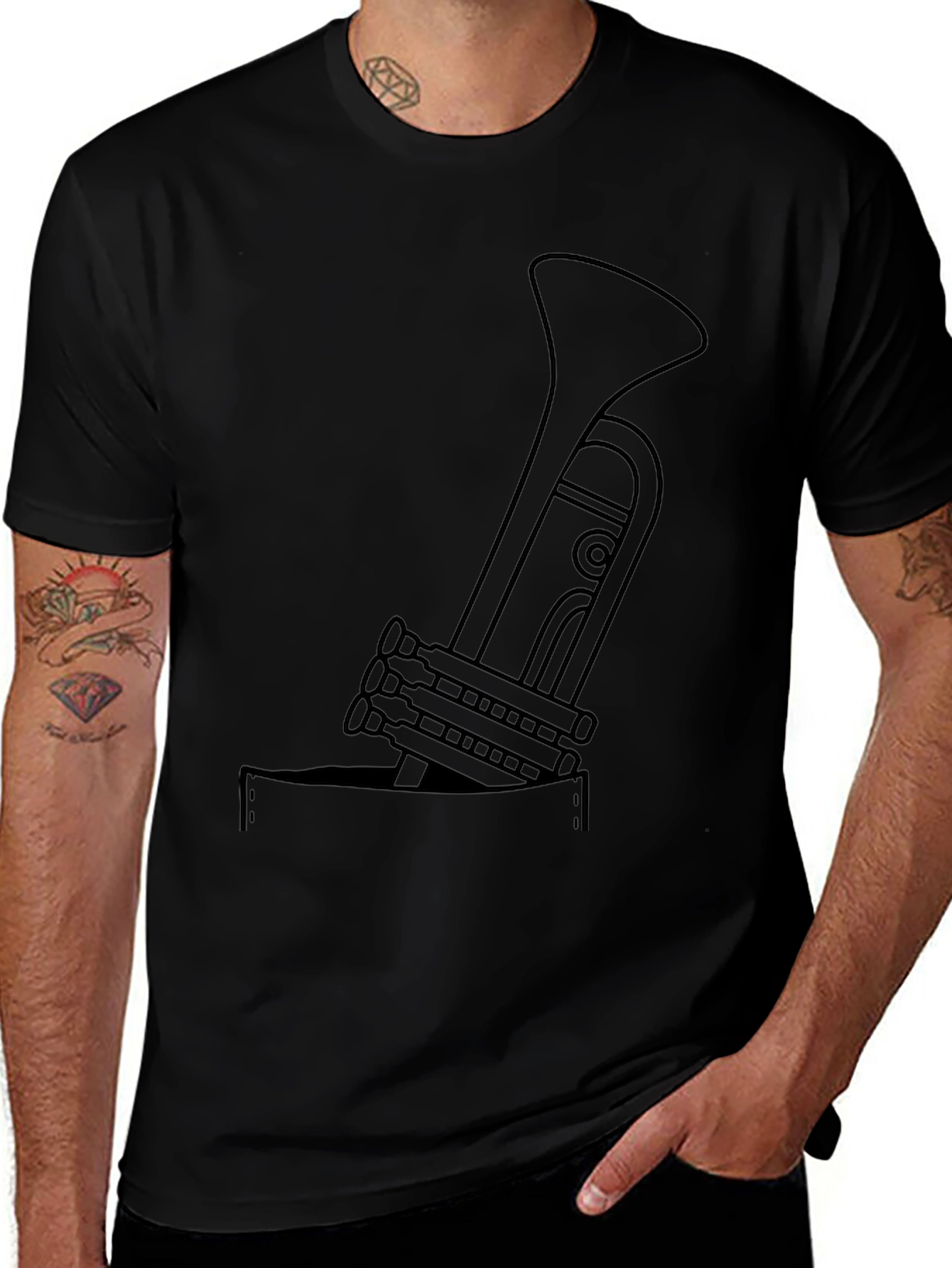 Trumpet Pocket Graphic Tee - Cool Musician T-Shirt