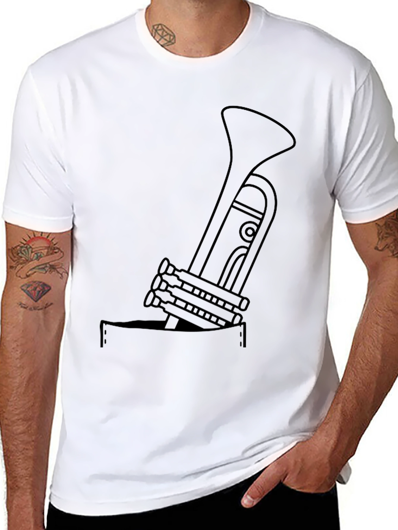 Trumpet Pocket Graphic Tee - Cool Musician T-Shirt