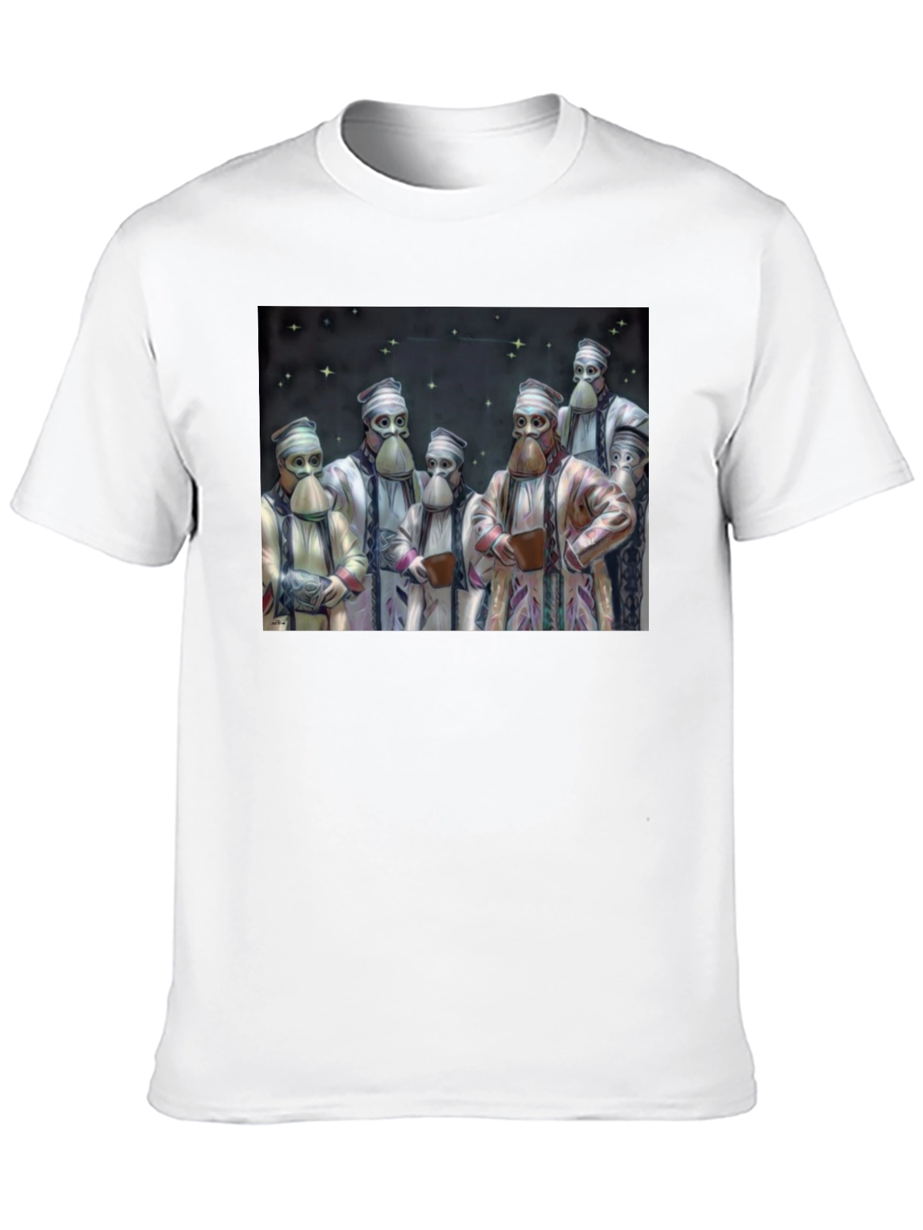 Masked Figures Graphic Black T-Shirt
