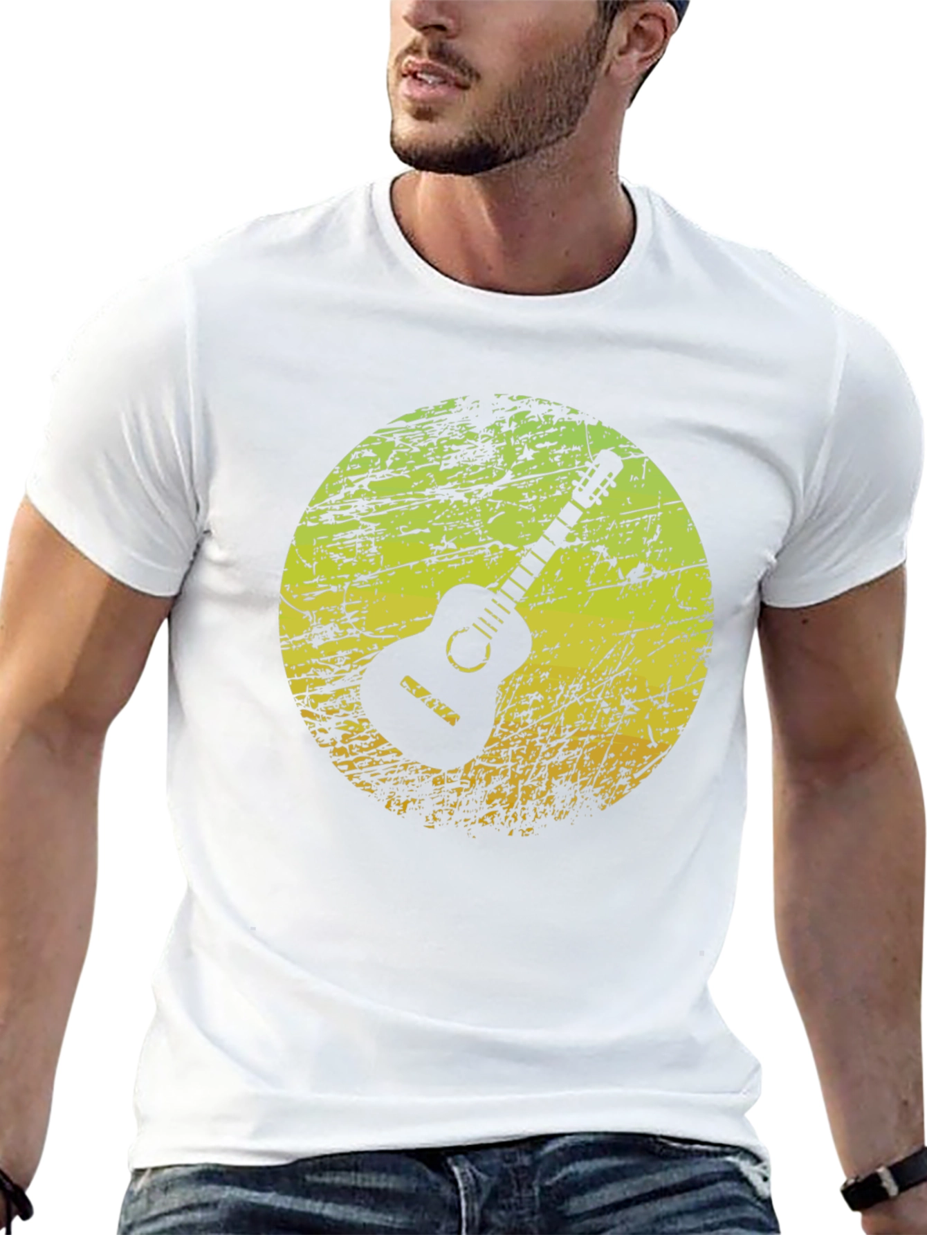 Retro Guitar Graphic Black T-Shirt
