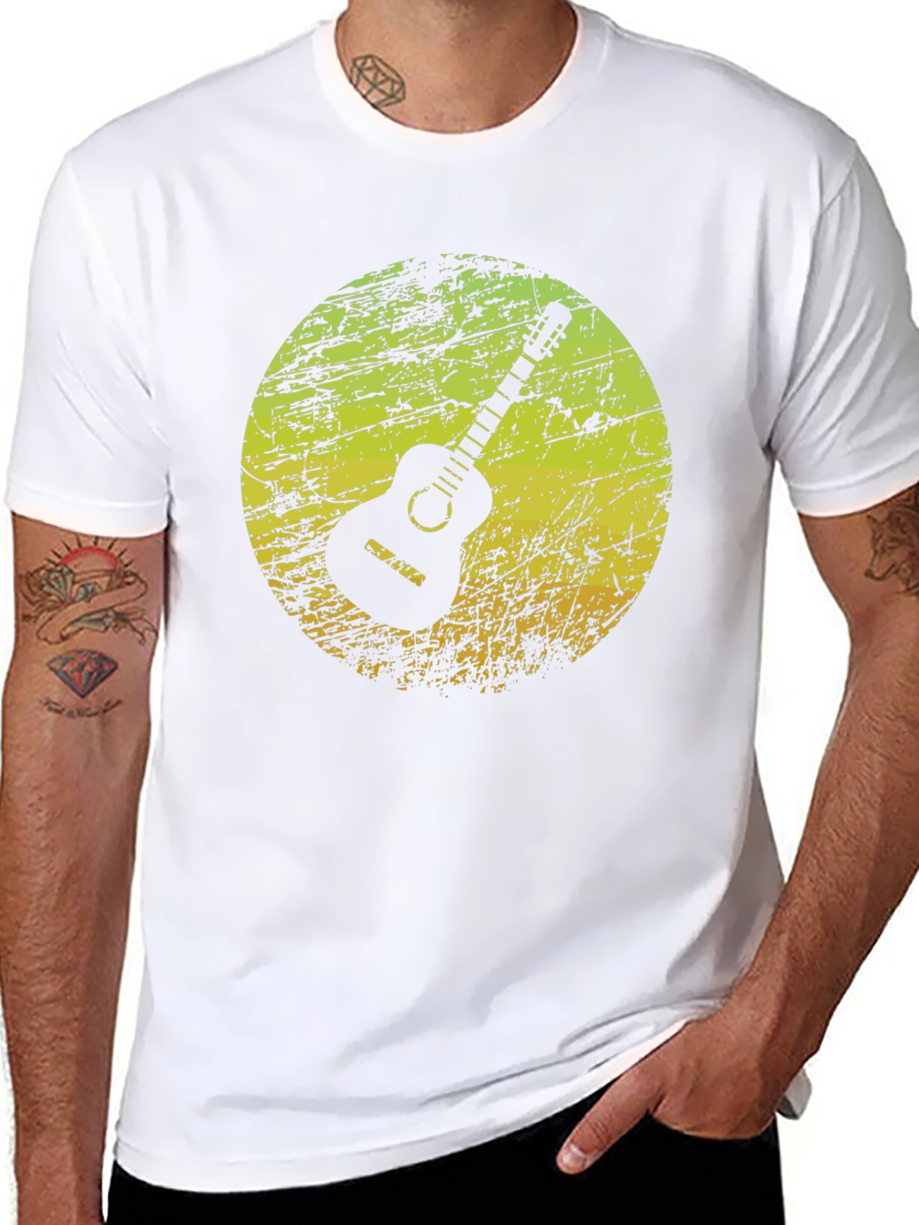 Retro Guitar Graphic Black T-Shirt